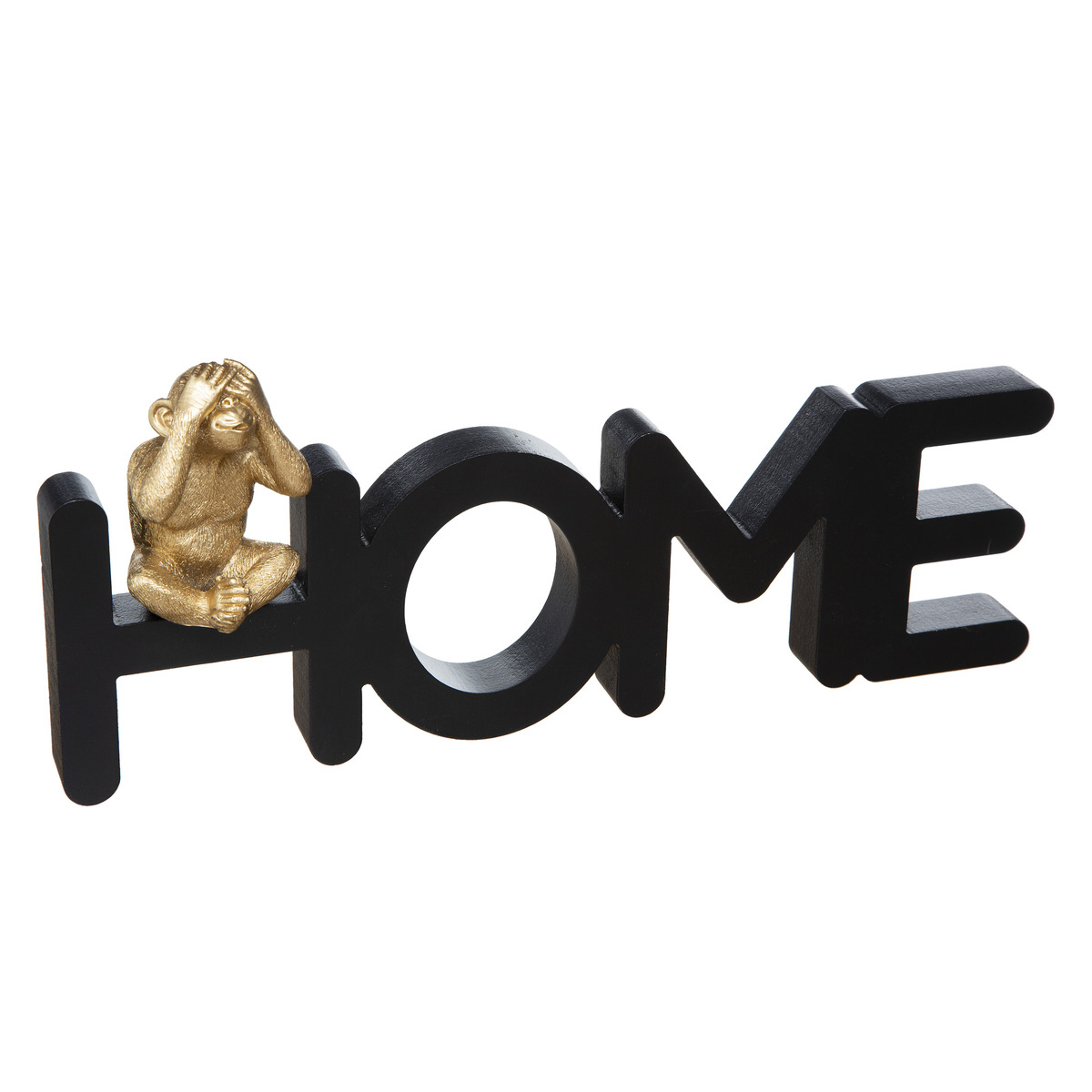 Decorative word "Monkey" Wood, Black, 37.3x16 cm