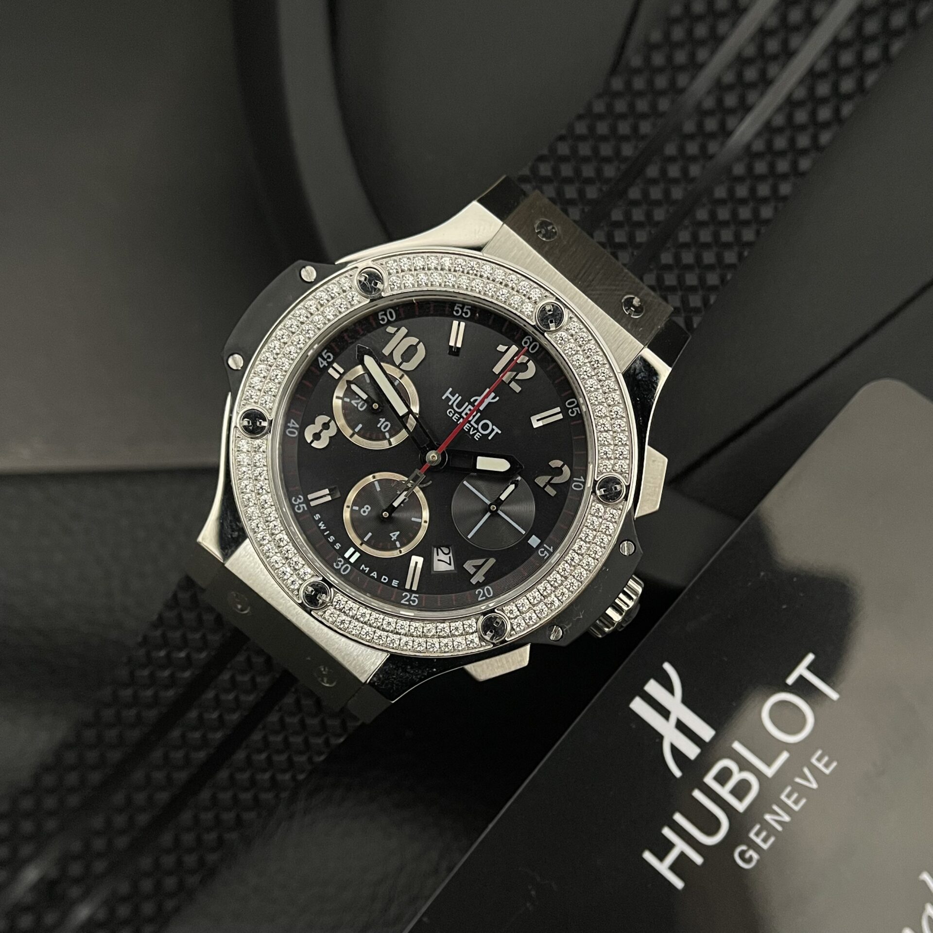 Hublot Big Bang Men s High Quality Replica Diamond Watch Rubber Strap 44mm - Elite Watch Atelier