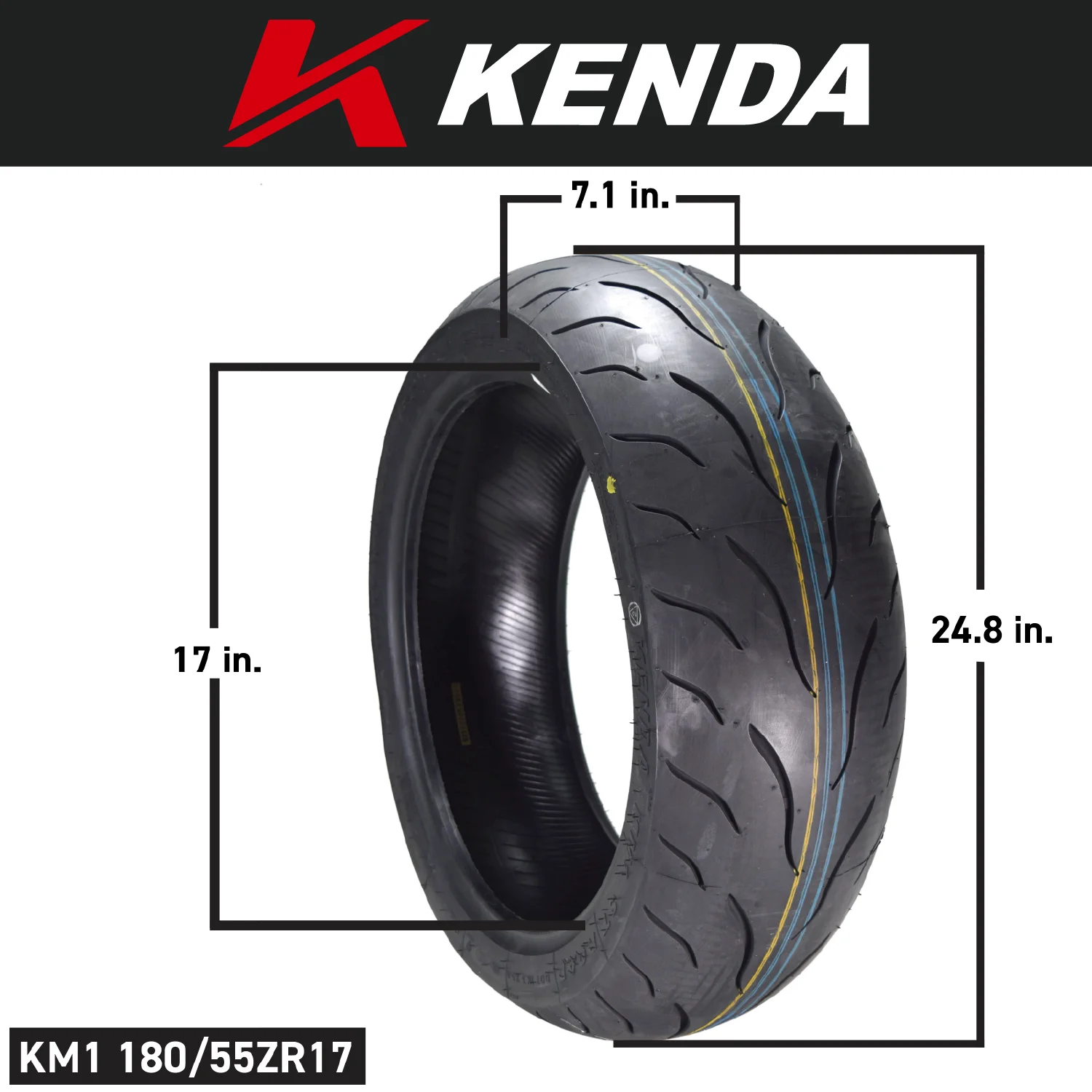 Kenda KM1 Sport Touring Rear Tire 180/55ZR17 73W TL 180/55-17 w/ Keychain - Image 5