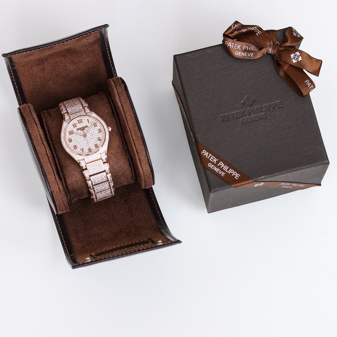 Fake Diamond Watch Replica Patek Philippe Twenty~4 Automatic Haute Joaillerie Rose Gold Diamond Paved Dial & Bracelet 7300/1450R-001(1:1 replica) - Top club