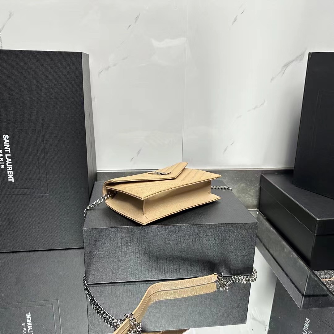 YSL Chain Shoulder Bag  - Beige Leather & Silver Hardware1:1High-quality replica