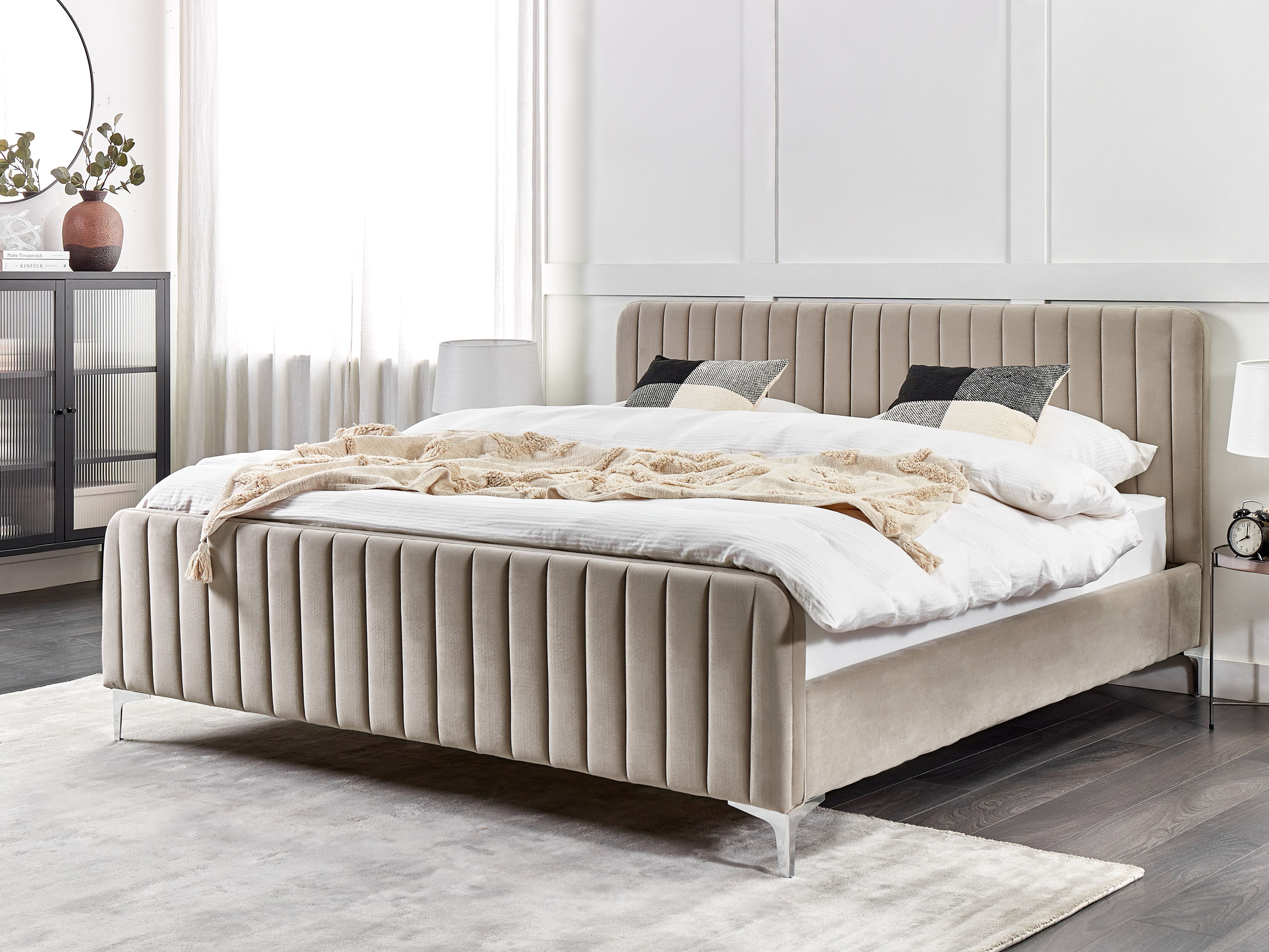 Bed Velvet LUNAN 180 x 200 cm (EU Super King) Taupe