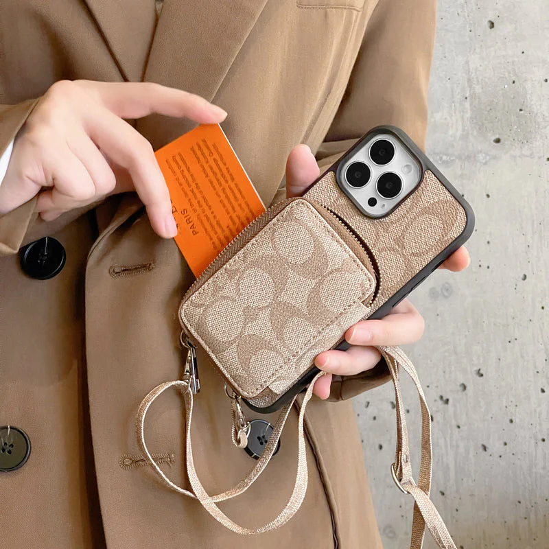 Coach iPhone Case With Wallet Coffee-LQB241412 - Wholesale & Influencer