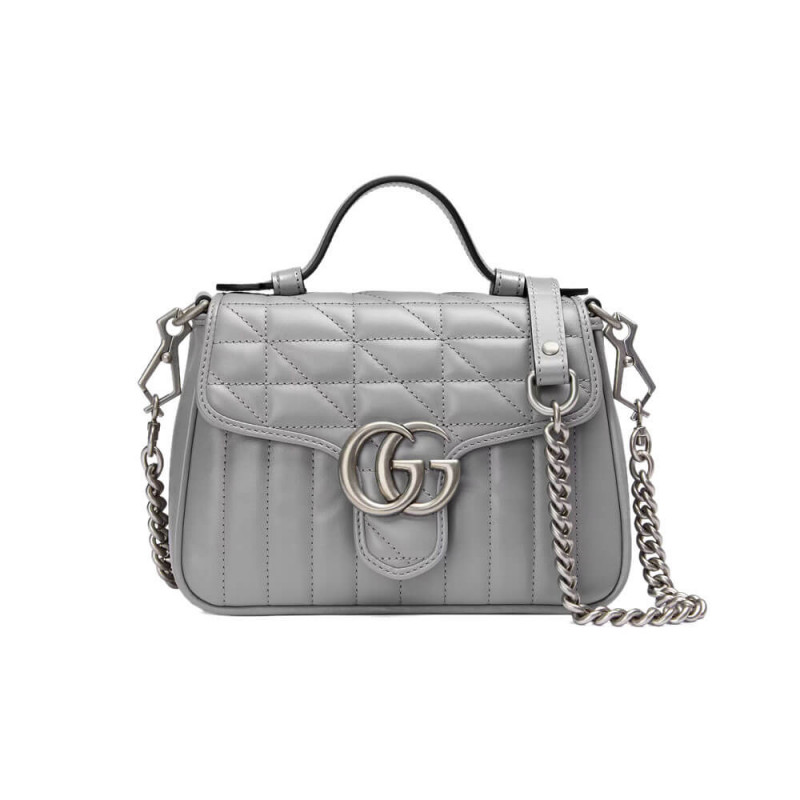 Replica Gucci Gg Marmont Grey Matelasse Leather Mini Top Handle Bag 5835711:1High-quality replica