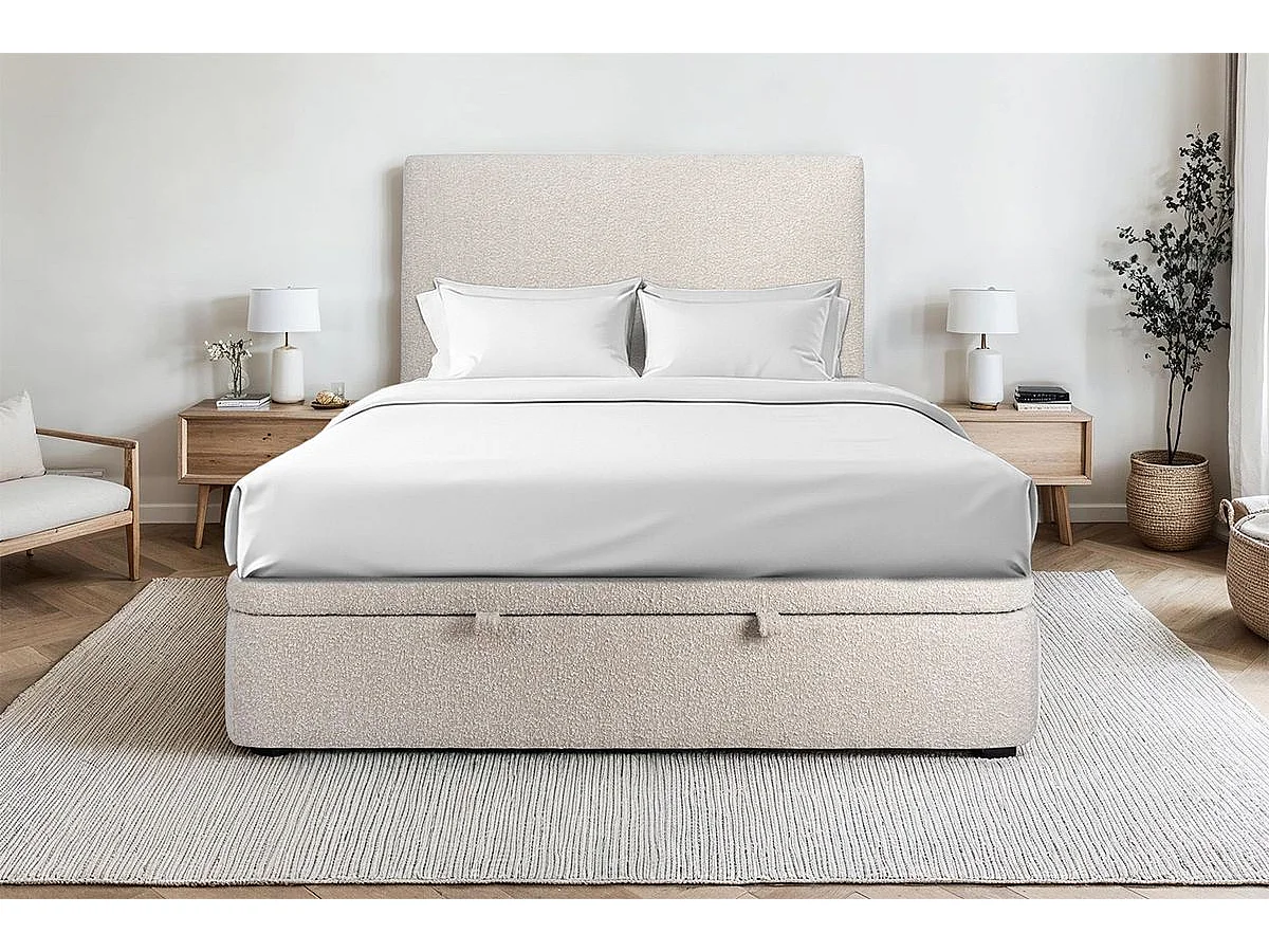 Sommier Coffre Bouclette Beige 160x200 H39cm