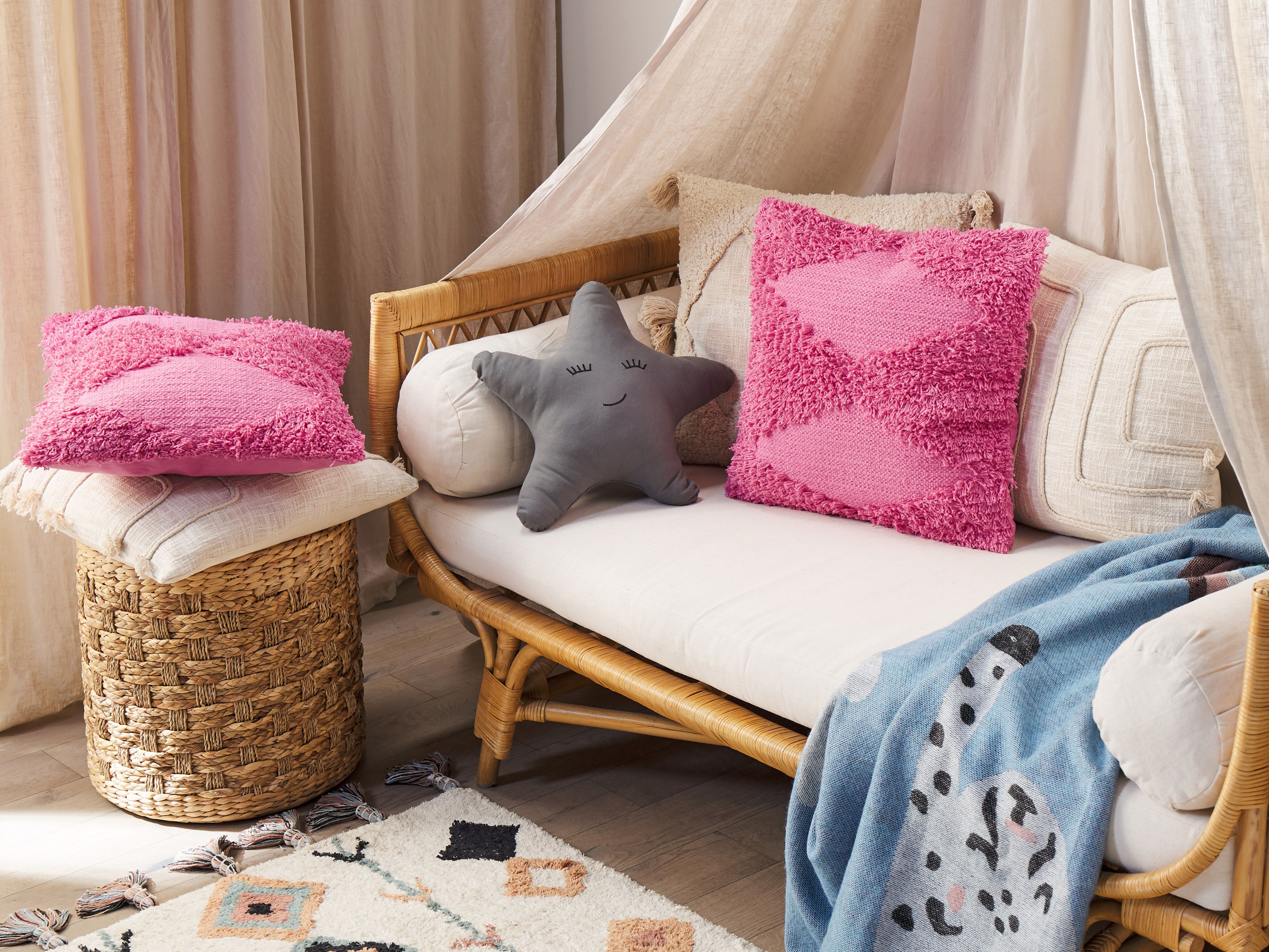 Set of 2 Decorative Cushions RHOEO Cotton 45 x 45 cm Pink