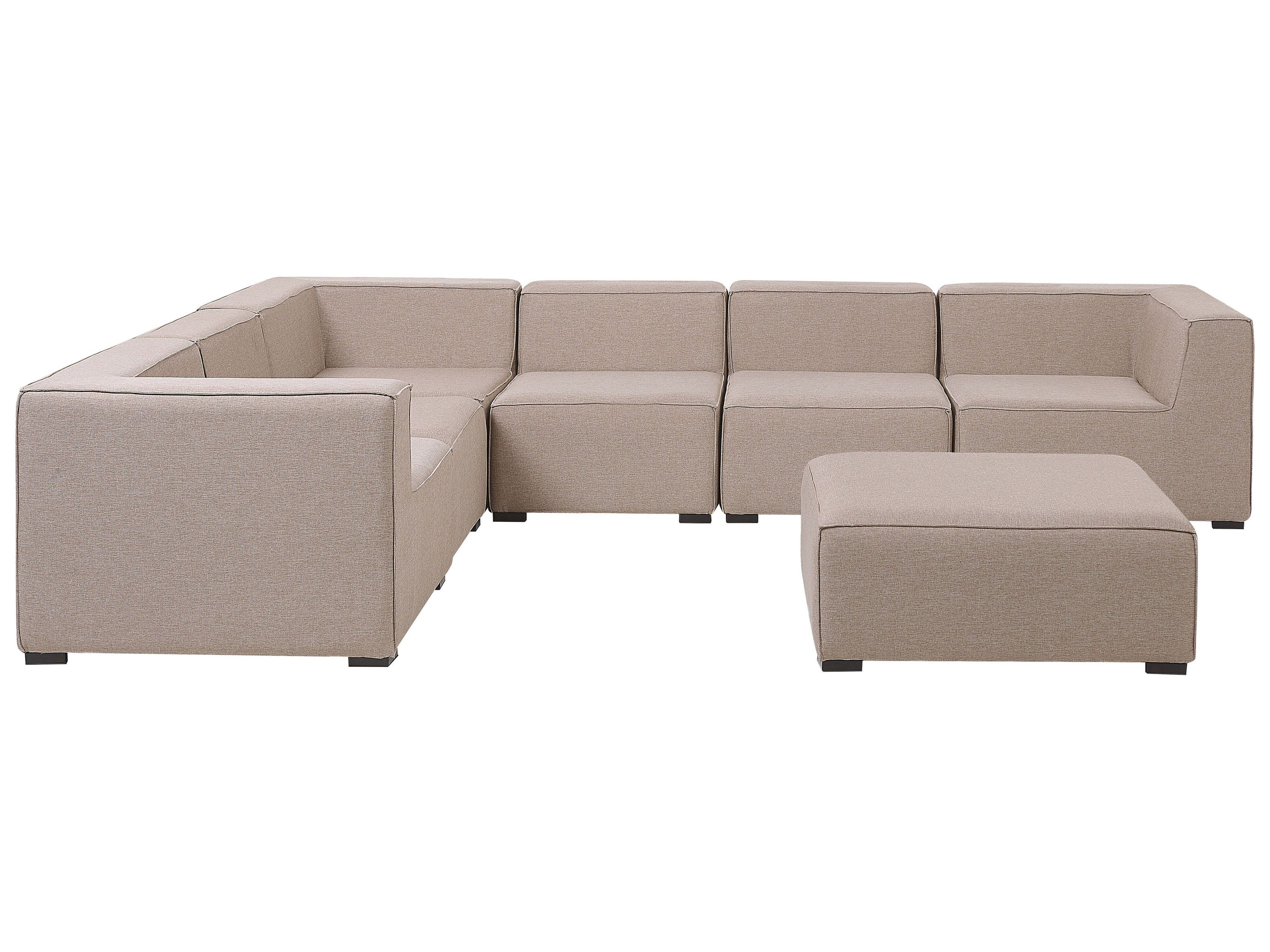 Garden Corner Sofa with Ottoman 7 Seater AREZZO Right Hand Modular Beige