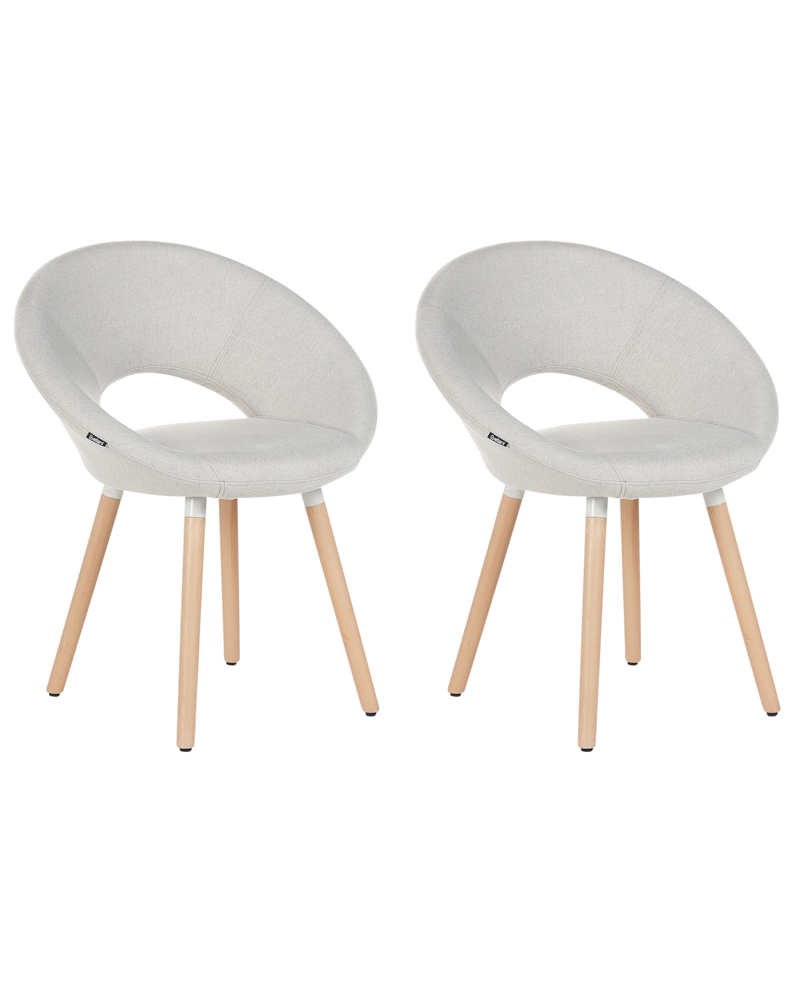 Set of 2 Dining Chairs ROSLYN Fabric Light Grey