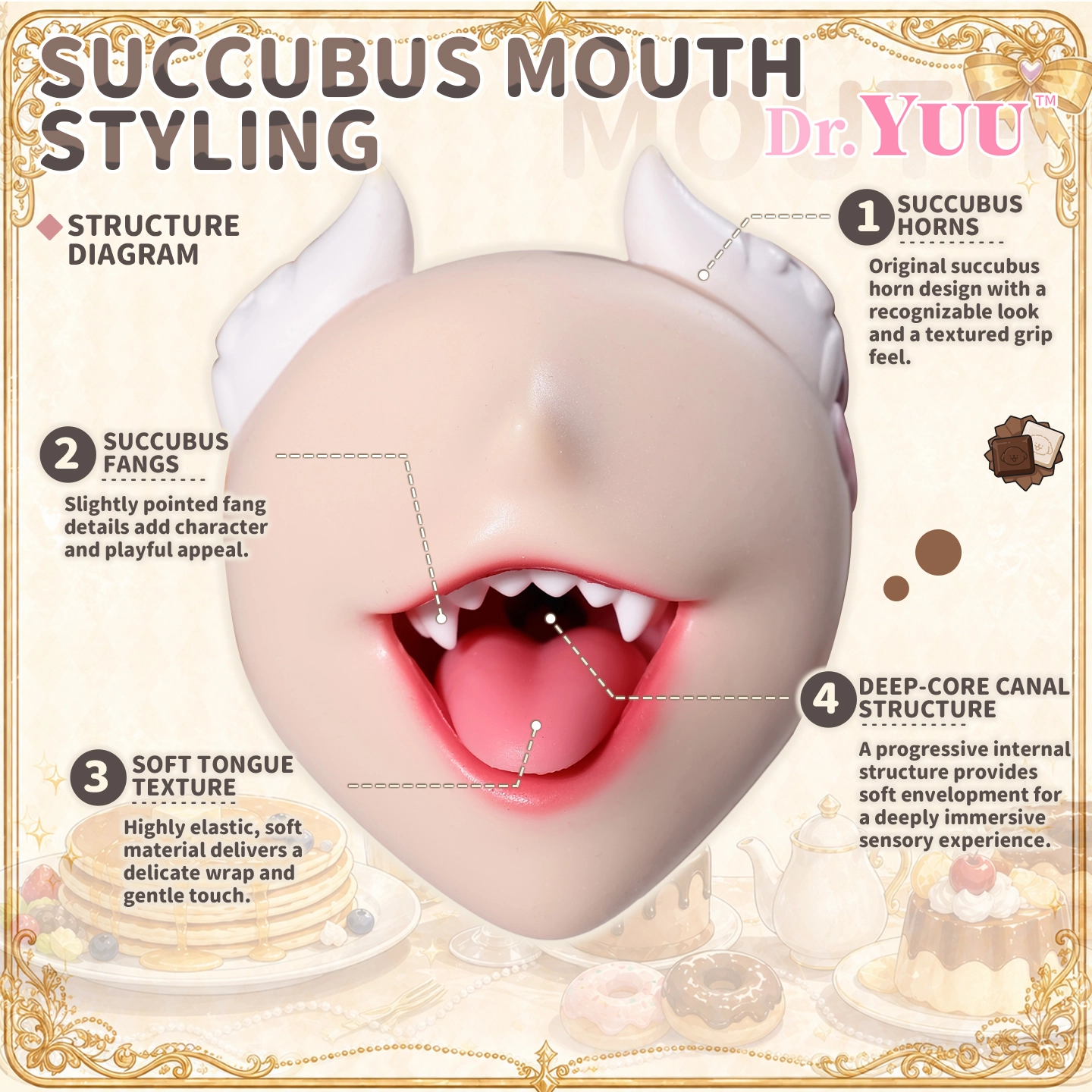 silicone oral masturbator with soft tongue structure and gentle elastic touch