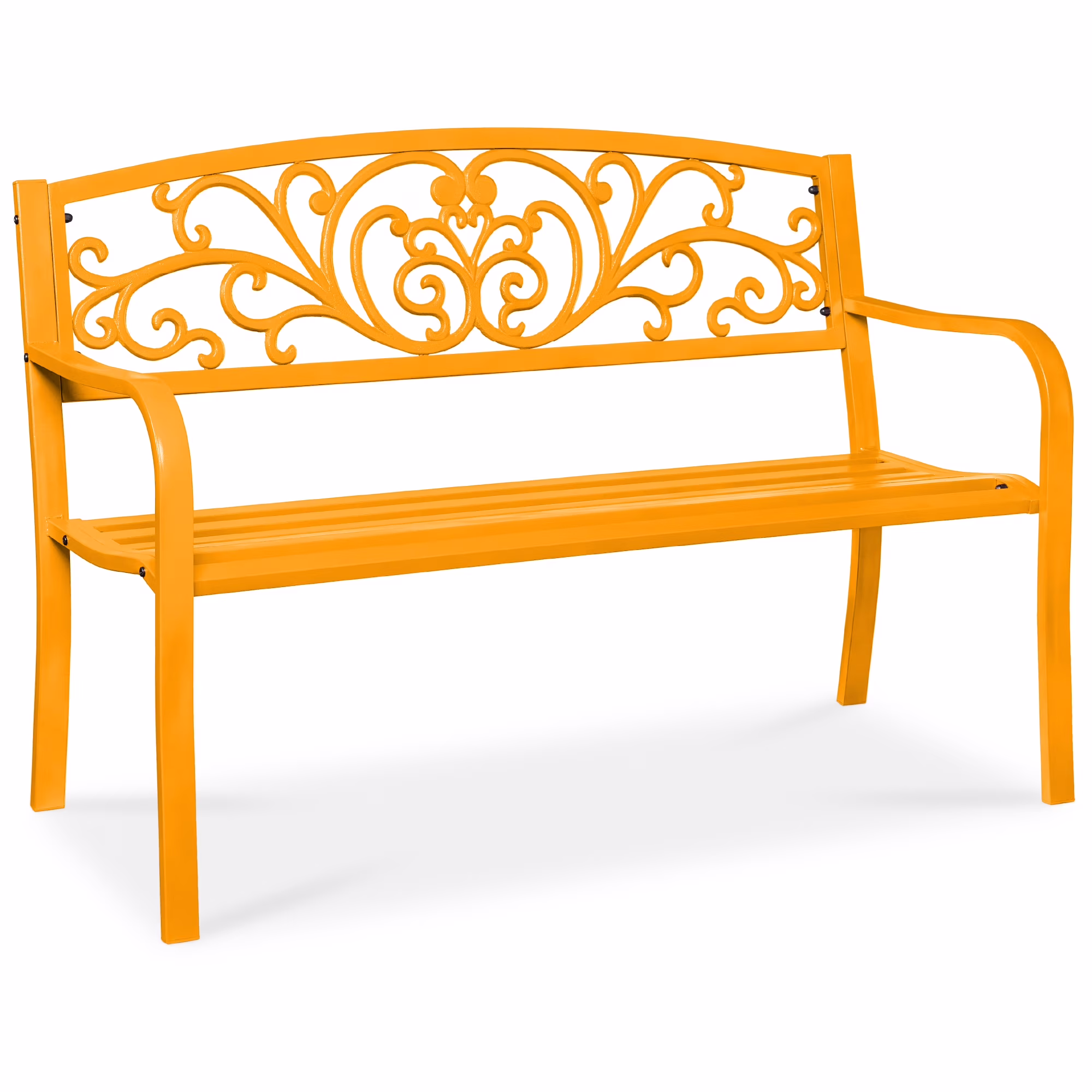 Best Choice Products Outdoor Steel Bench Garden Patio Porch Furniture w/ Floral Design Backrest - Black - Image 16