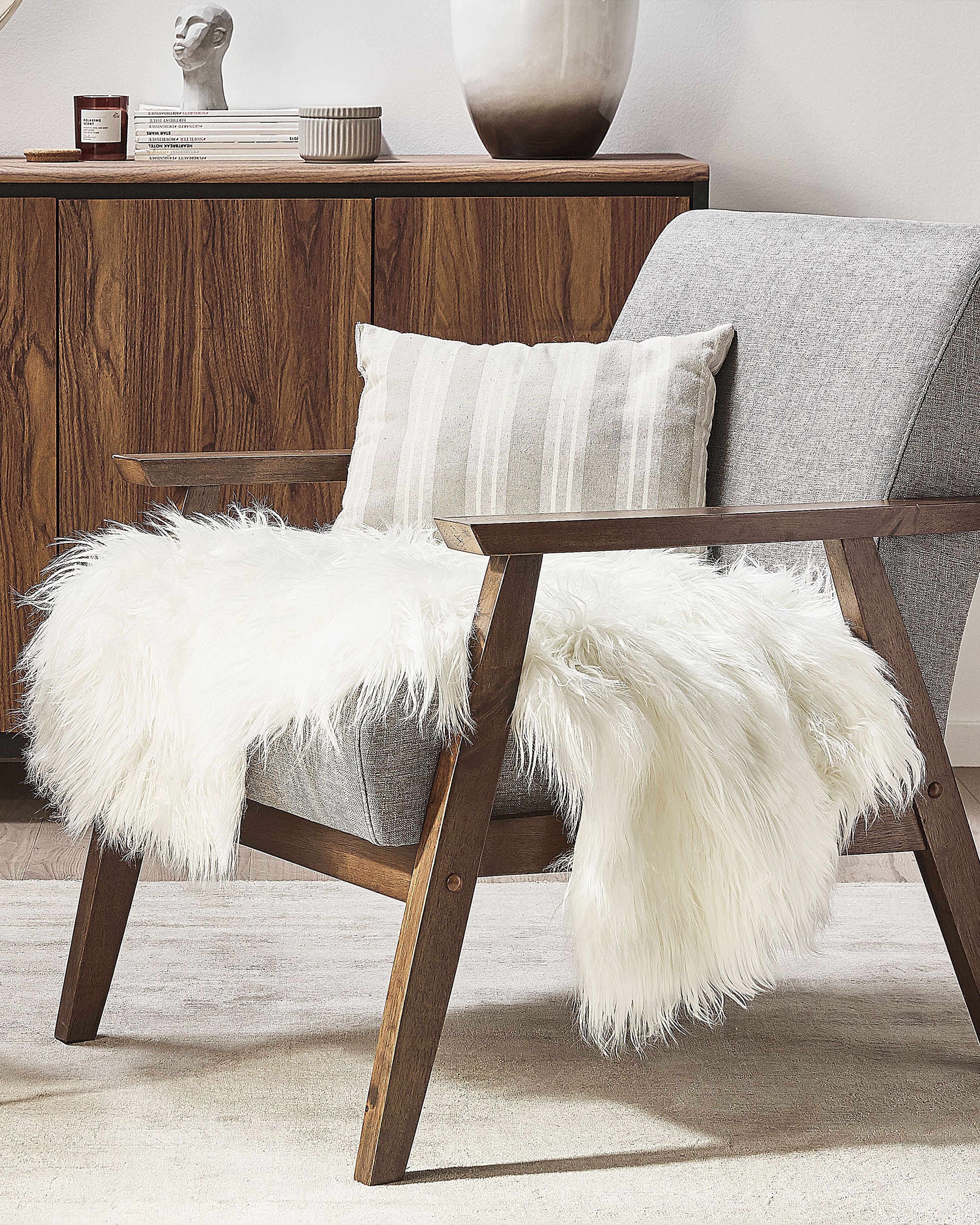 Faux Fur Rug MUNGO White 53 x 88 cm
