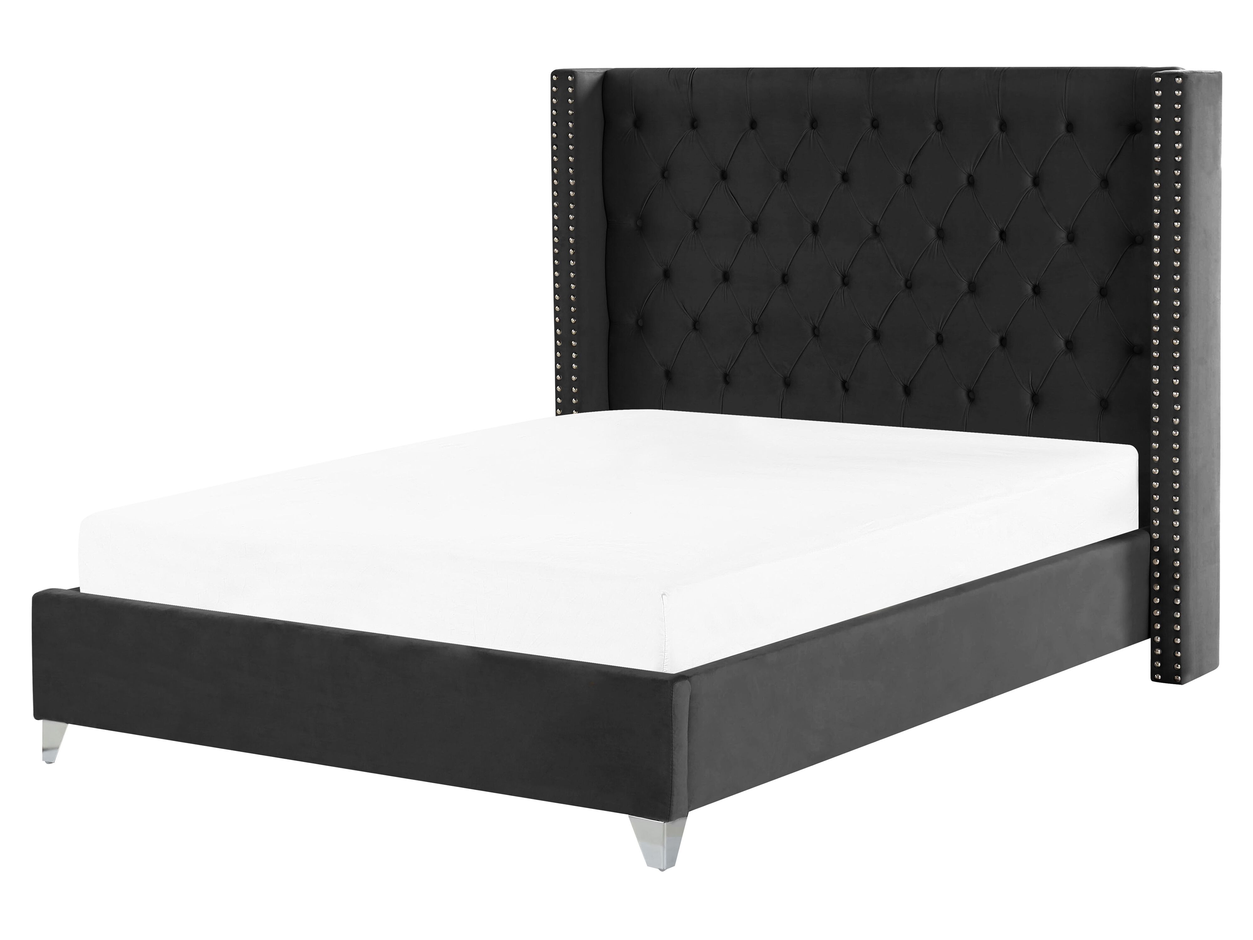 Bed Velvet LUBBON 160 x 200 cm (EU King Size) Black