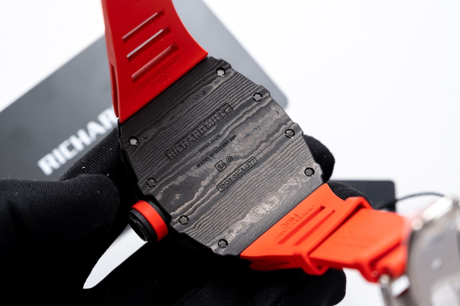 Richard Mille RM35-01 Replica 1:1 Watch Red Rubber Strap 45mm - Top club