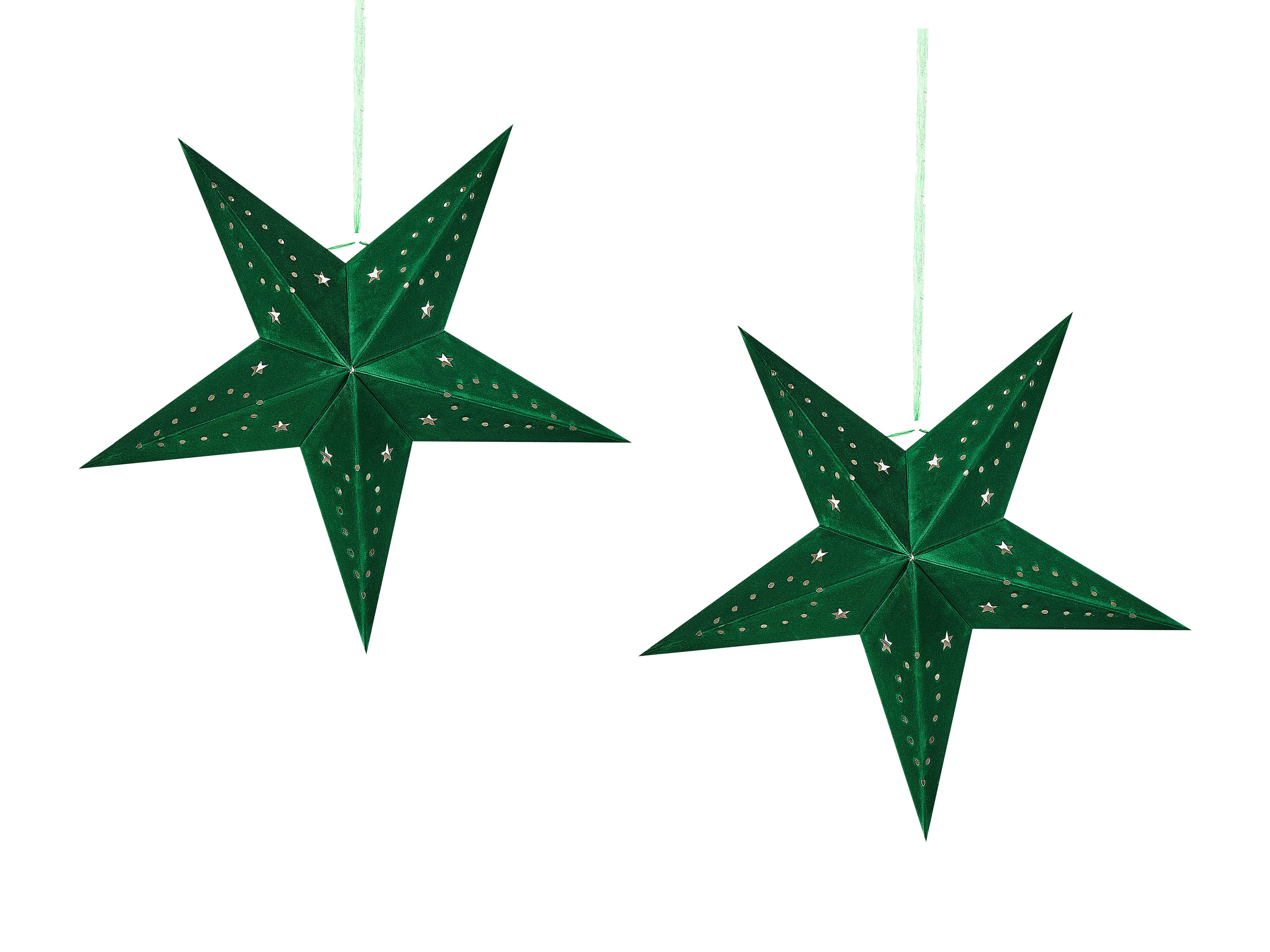 Set of 2 Hanging Decorations LED MOTTI Star 45 cm Emerald Green