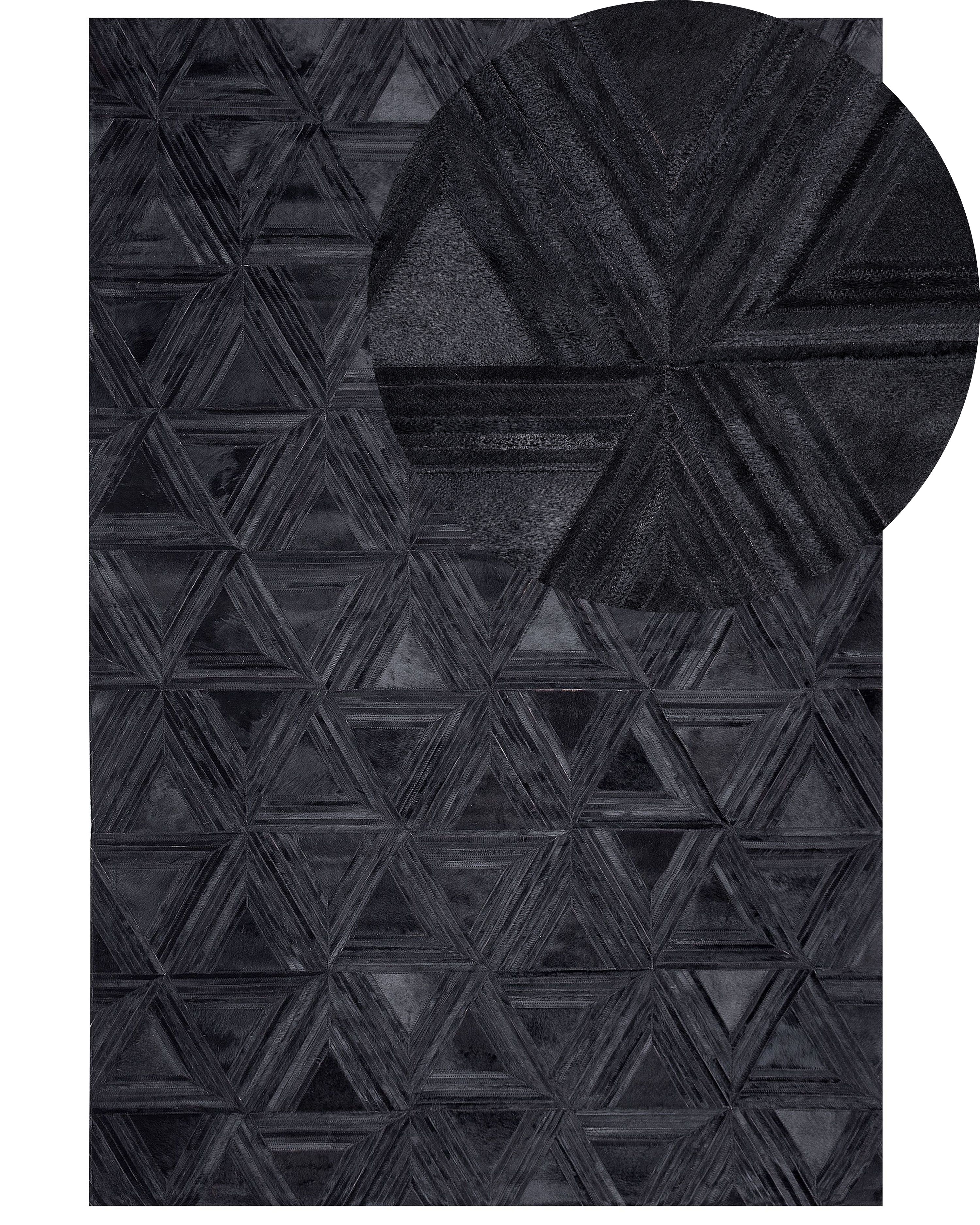 Rug KASAR Black 140 x 200 cm Leather