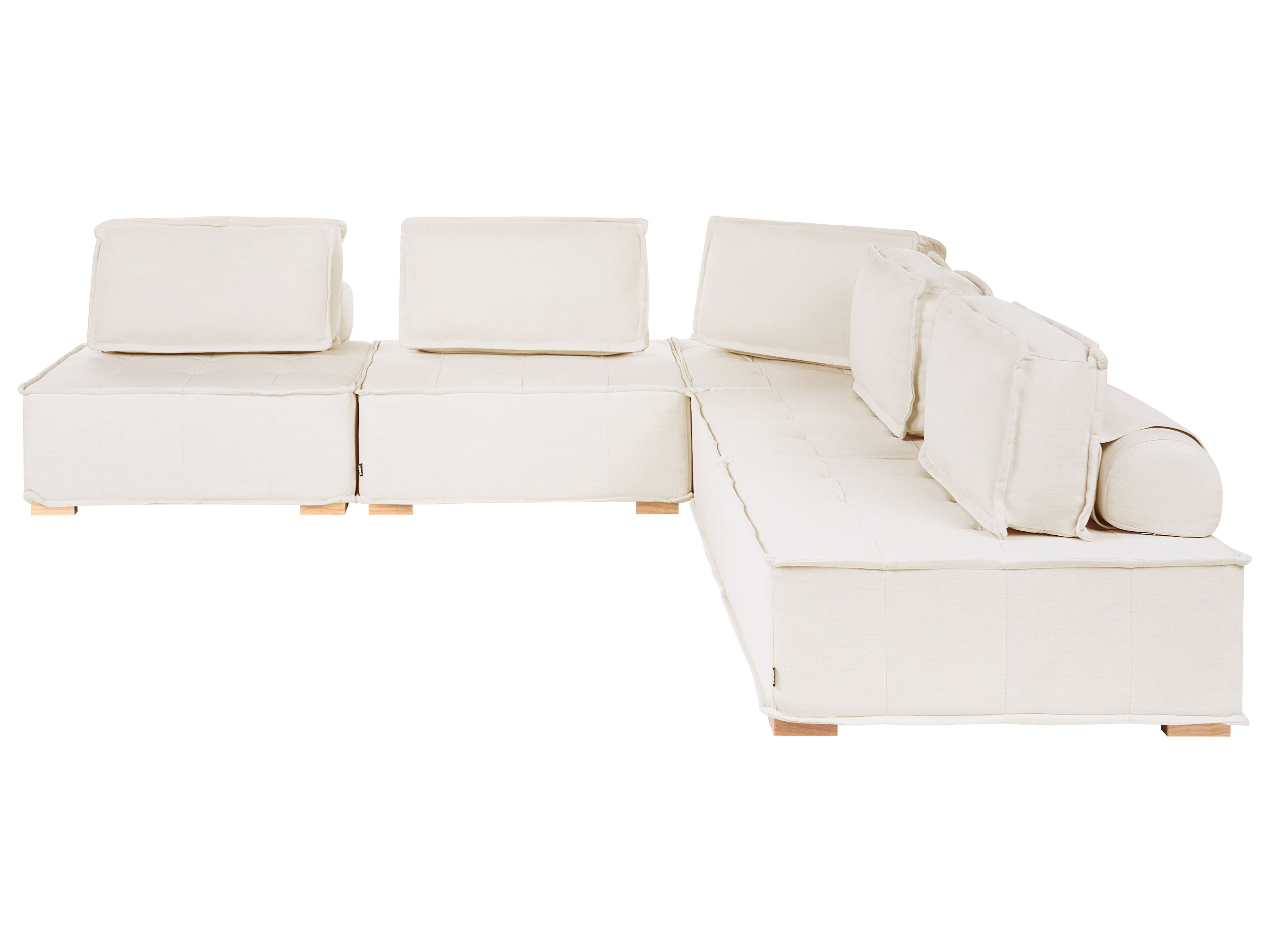 Modular Corner Sofa 5 Seater TIBRO Fabric Off-White Left Hand