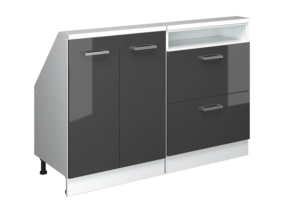 Ensembles de meuble de rangement sous pente anthracite brillant/blanc 120x46x81.6 rion