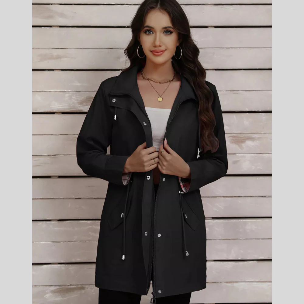 Drawstring Snap-Down Trench Coat - ZKZOOK