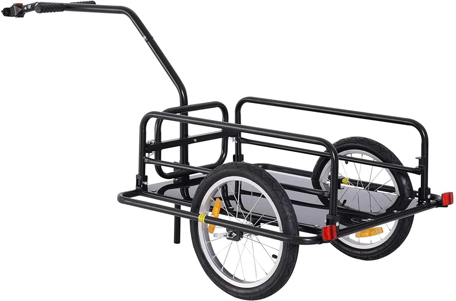 Foldable Bike Cargo Trailer, 80lbs Capacity, 16′′ Wheels, Black, with Hitch