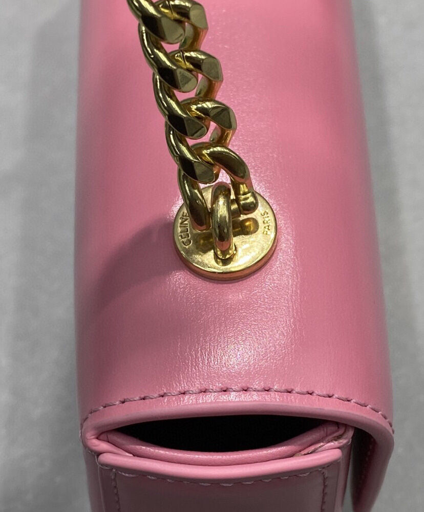 Celine Chain Shoulder Bag Triomphe In Shiny Calfskin Pink1:1High-quality replica