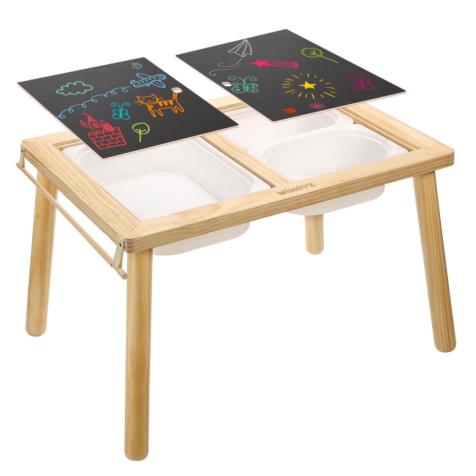 Sweet Time Toddler Sensory Table Chairs, Wood Kids Activity Table with Storage Play Study Furniture - Image 13
