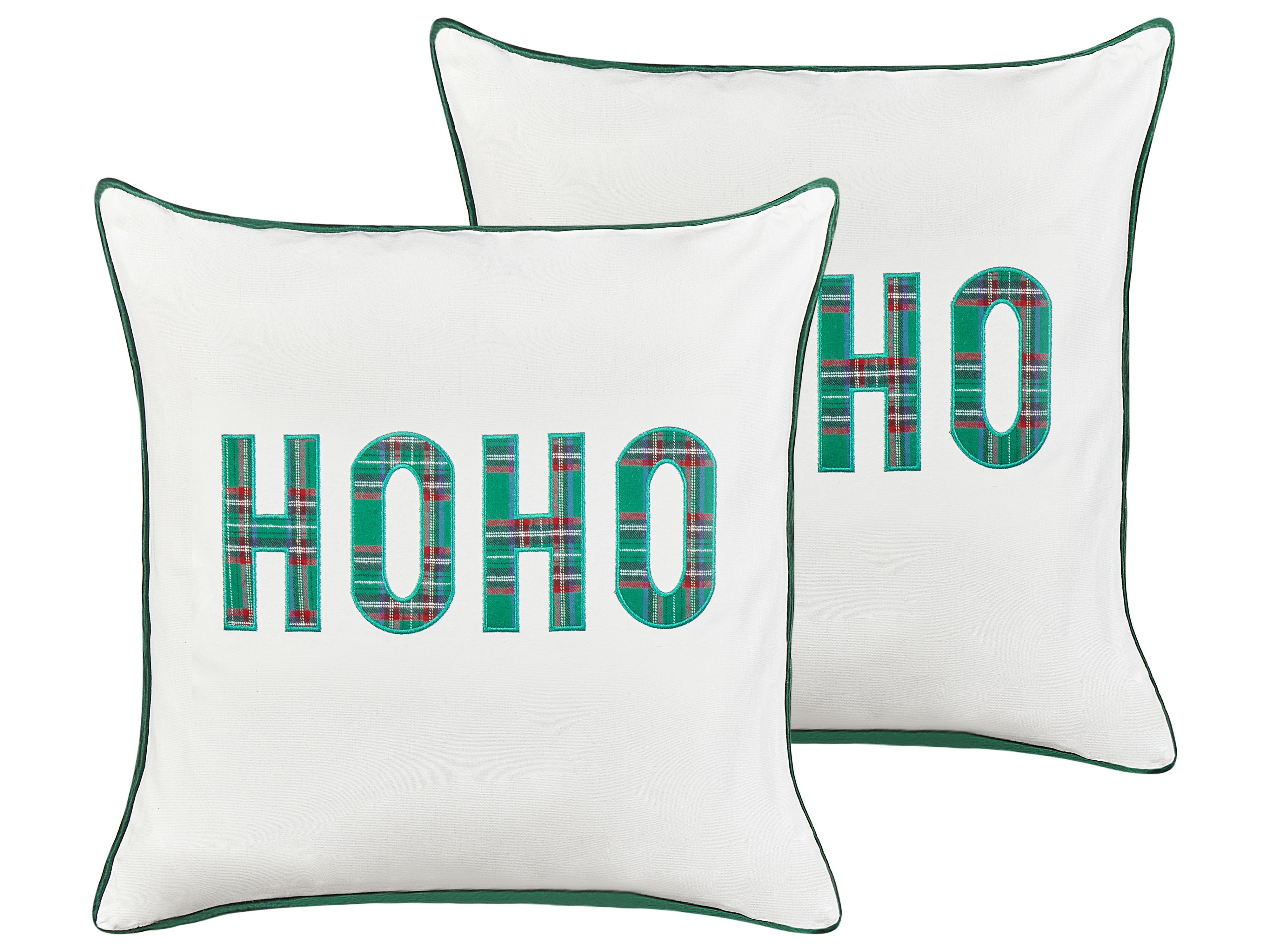 Set of 2 Decorative Cushions JOYCANDY Cotton 45 x 45 cm White Christmas Motif