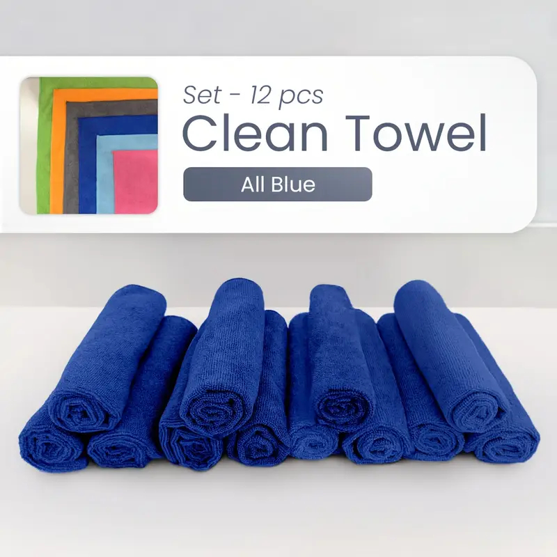 Heavy-Duty Ultra-Fine Fiber Cleaning Cloth - Highly Absorbent Lint-Free, Non-Slip Towel Square Multi-Purpose