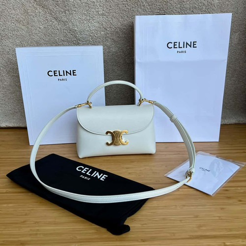CELINE TEEN NINO soft cow leather handbag white