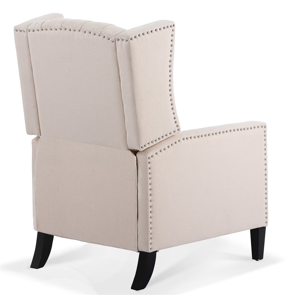 Triple Tree Modern Fabric Foam Wood Solid Print Nailhead Trim Accent Chair, Beige - Image 8