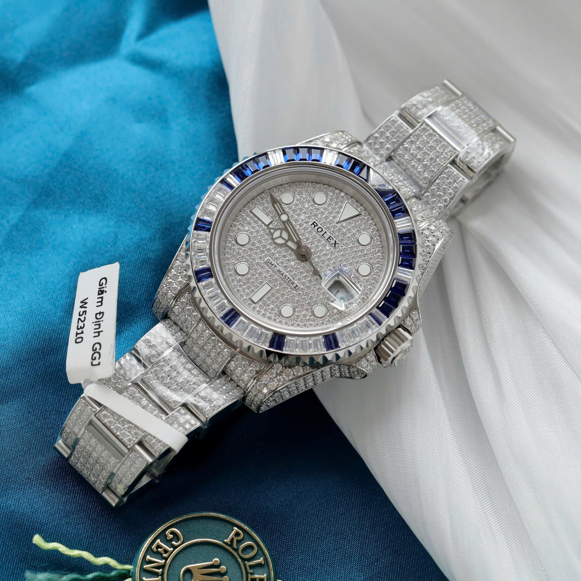 Rolex GMT-Master II Replica Watch Sapphire + Diamonds Moissanite 40mm - Elite Watch Atelier