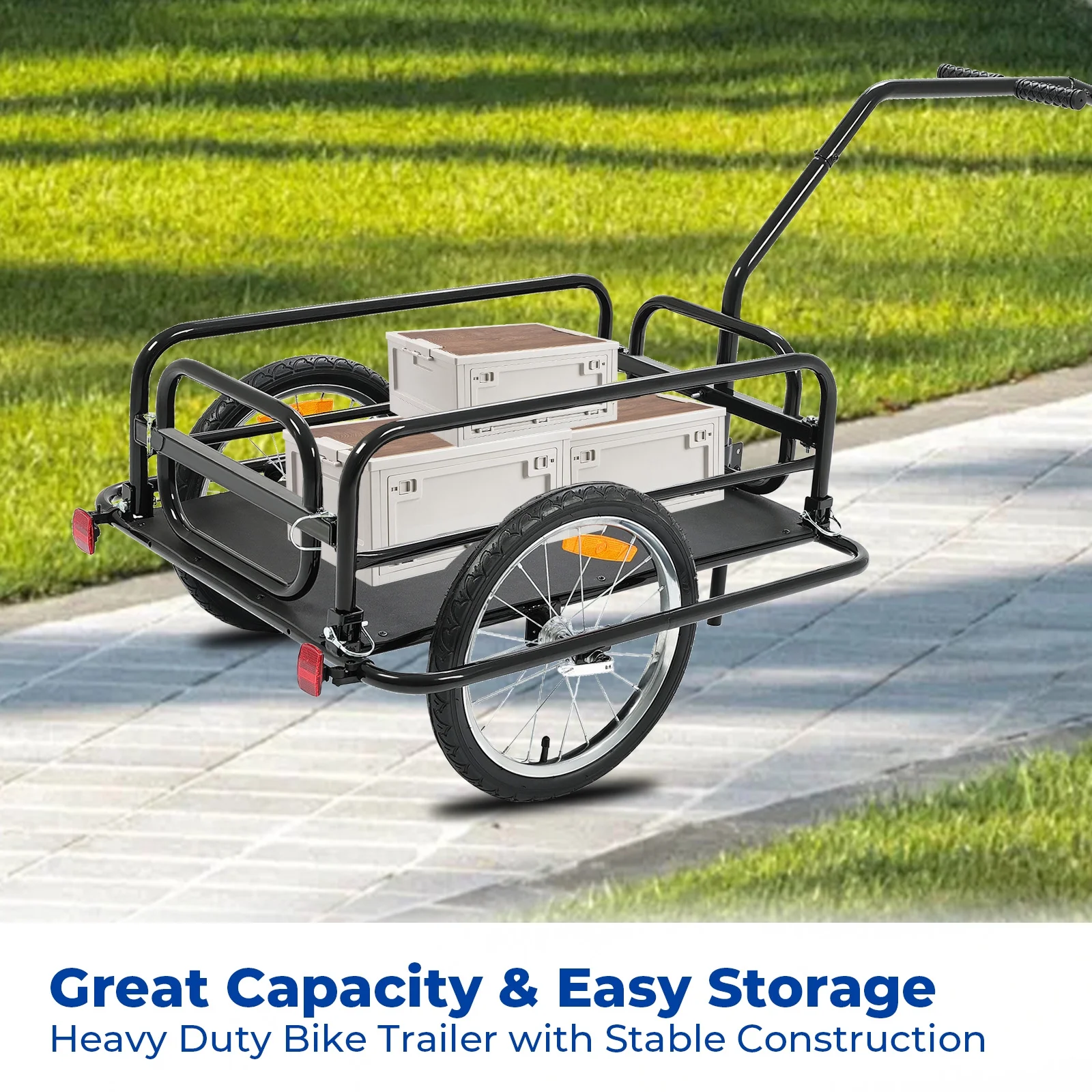 Kojem Foldable Two-Wheels Cargo Trailer Bicycle, Black - Image 7