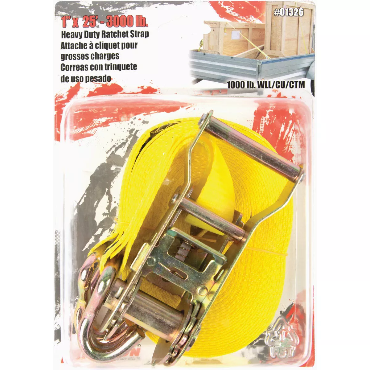 Erickson 1 In. x 25 Ft. 1000 Lb. Heavy-Duty Ratchet Strap