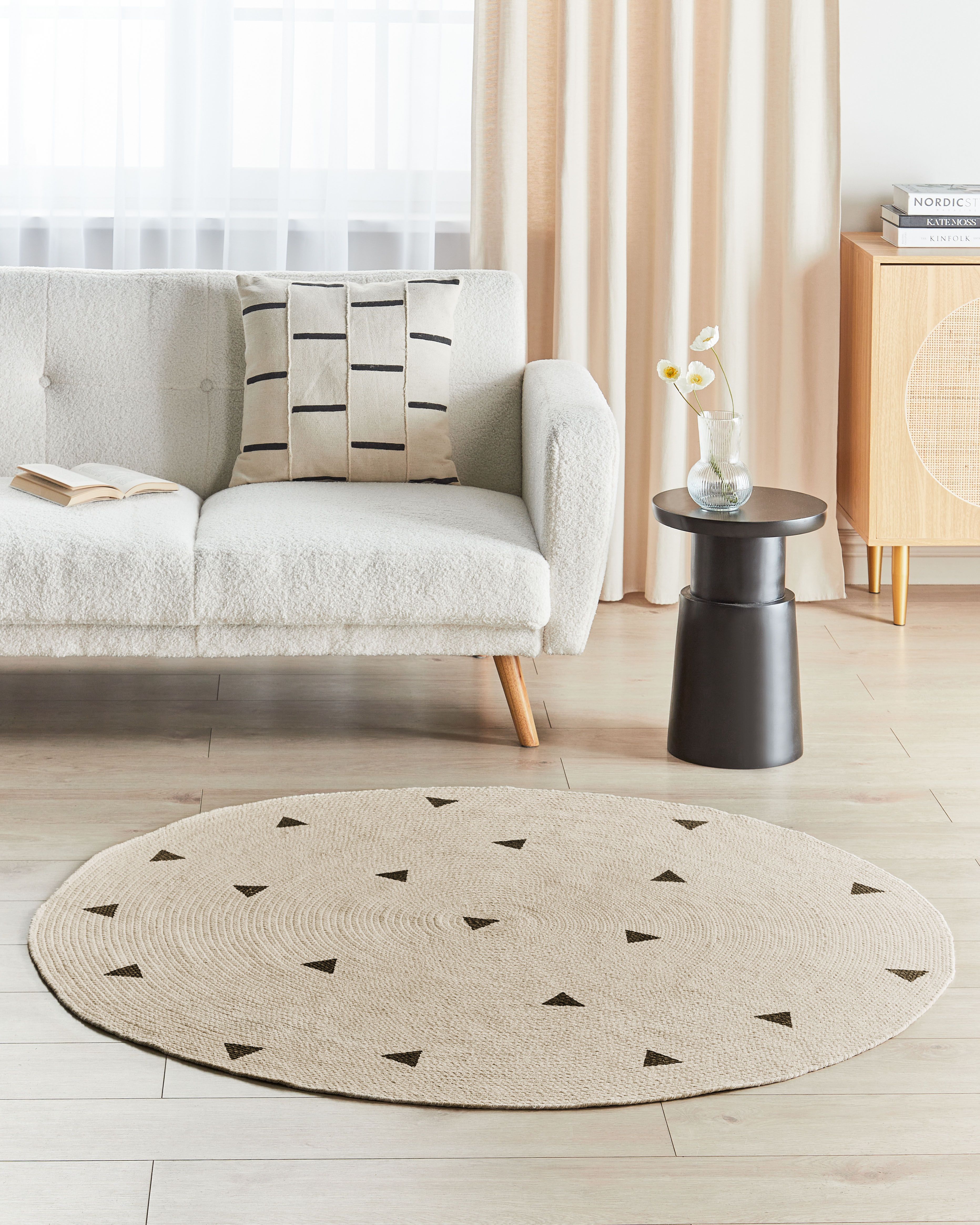 Kids Rug DURG Beige ø 140 cm Cotton