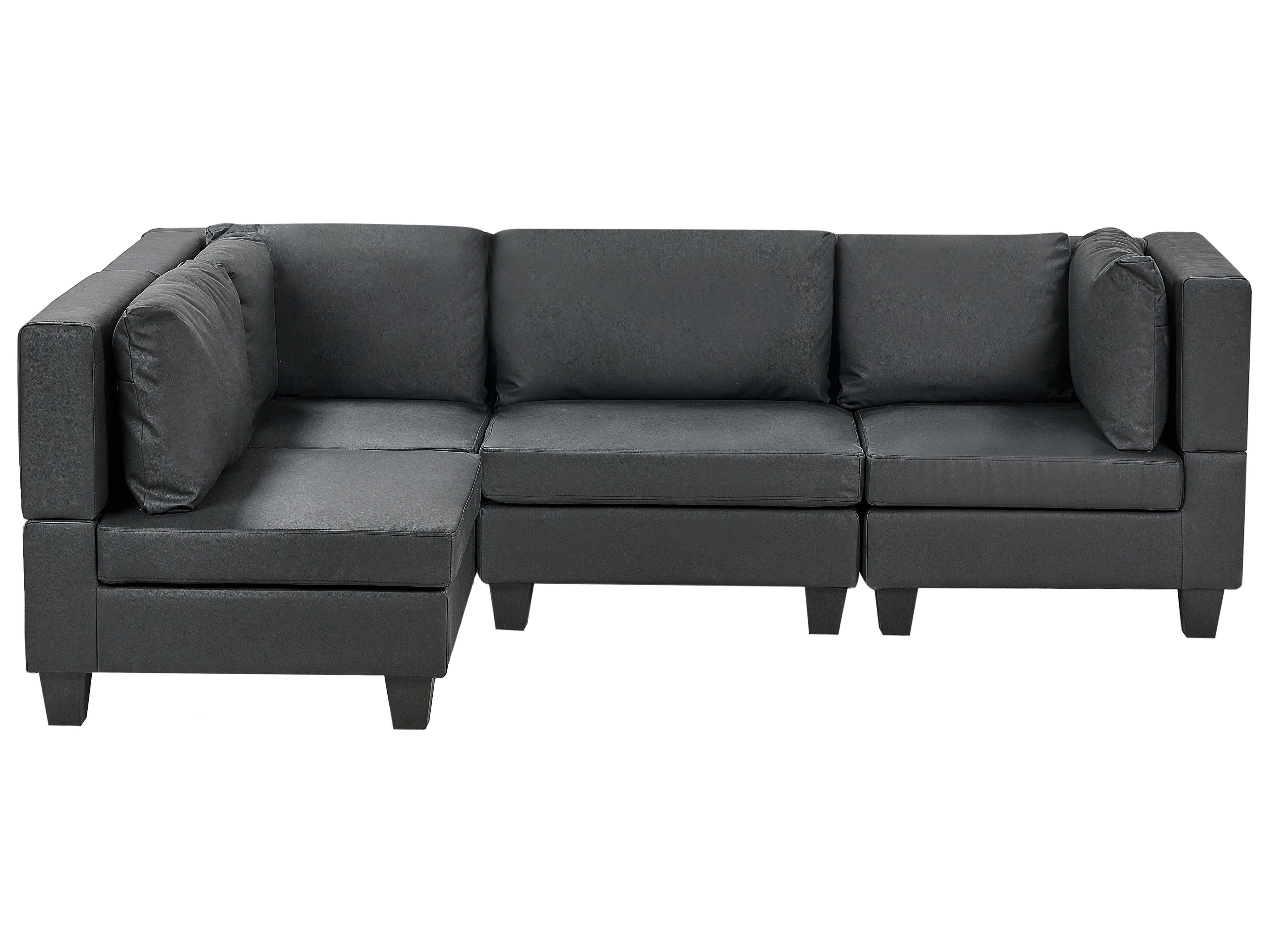 Modular Corner Sofa 4 Seater UNSTAD Faux Leather Black Right Hand