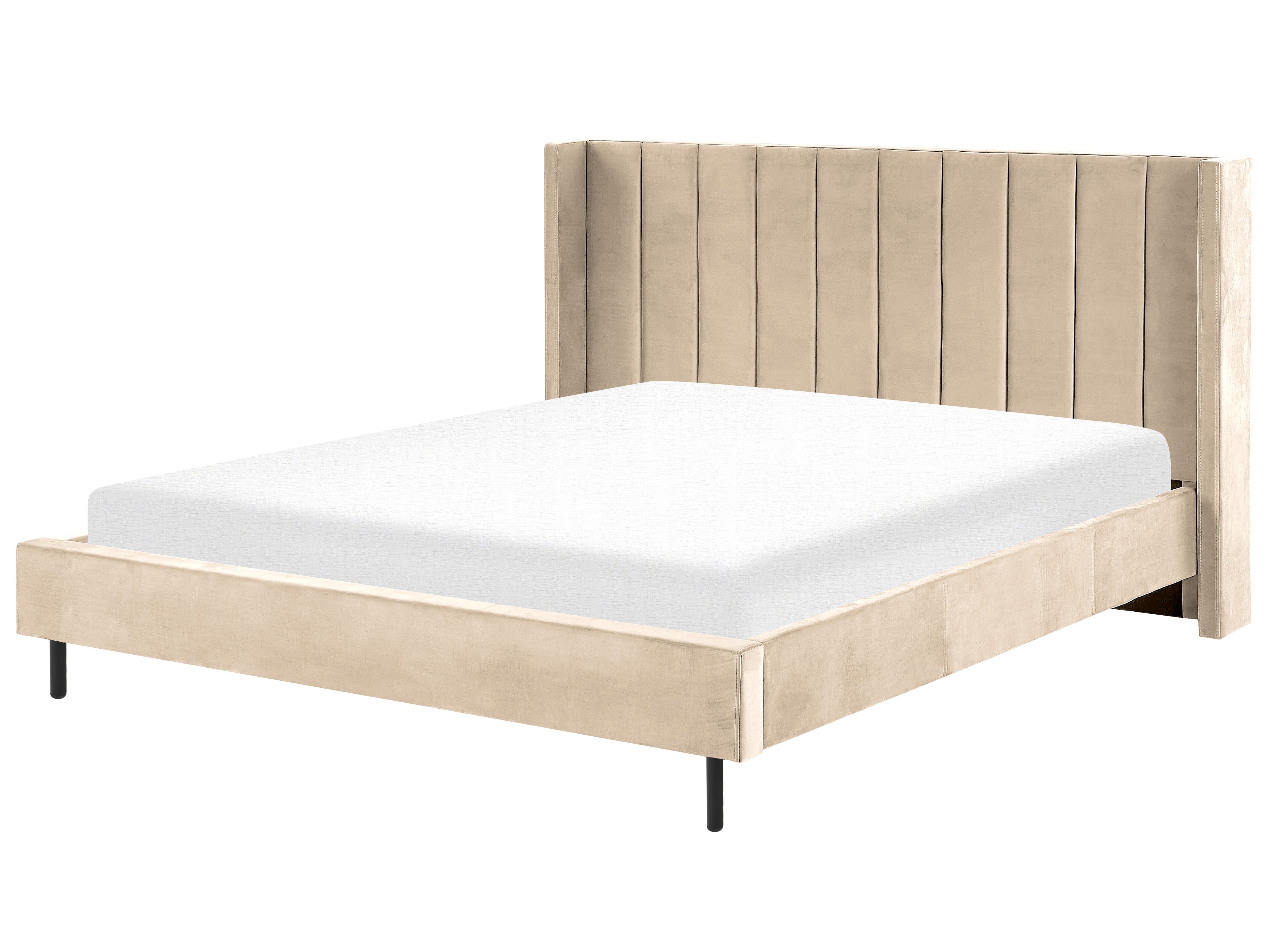 Bed Velvet VILLETTE 180 x 200 cm (EU Super King) Beige