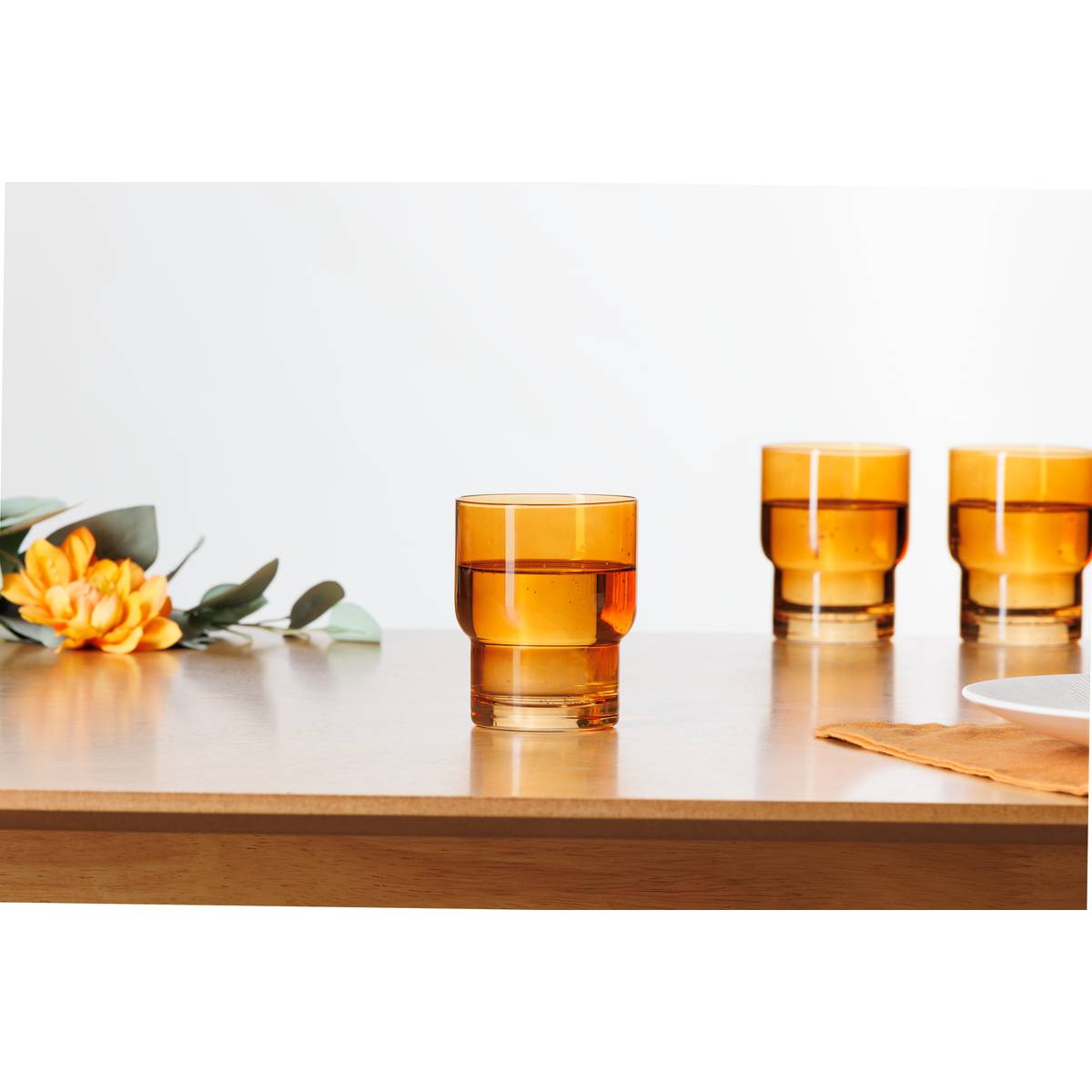 Set of 6 low tumblers "Ella" Glass, Yellow