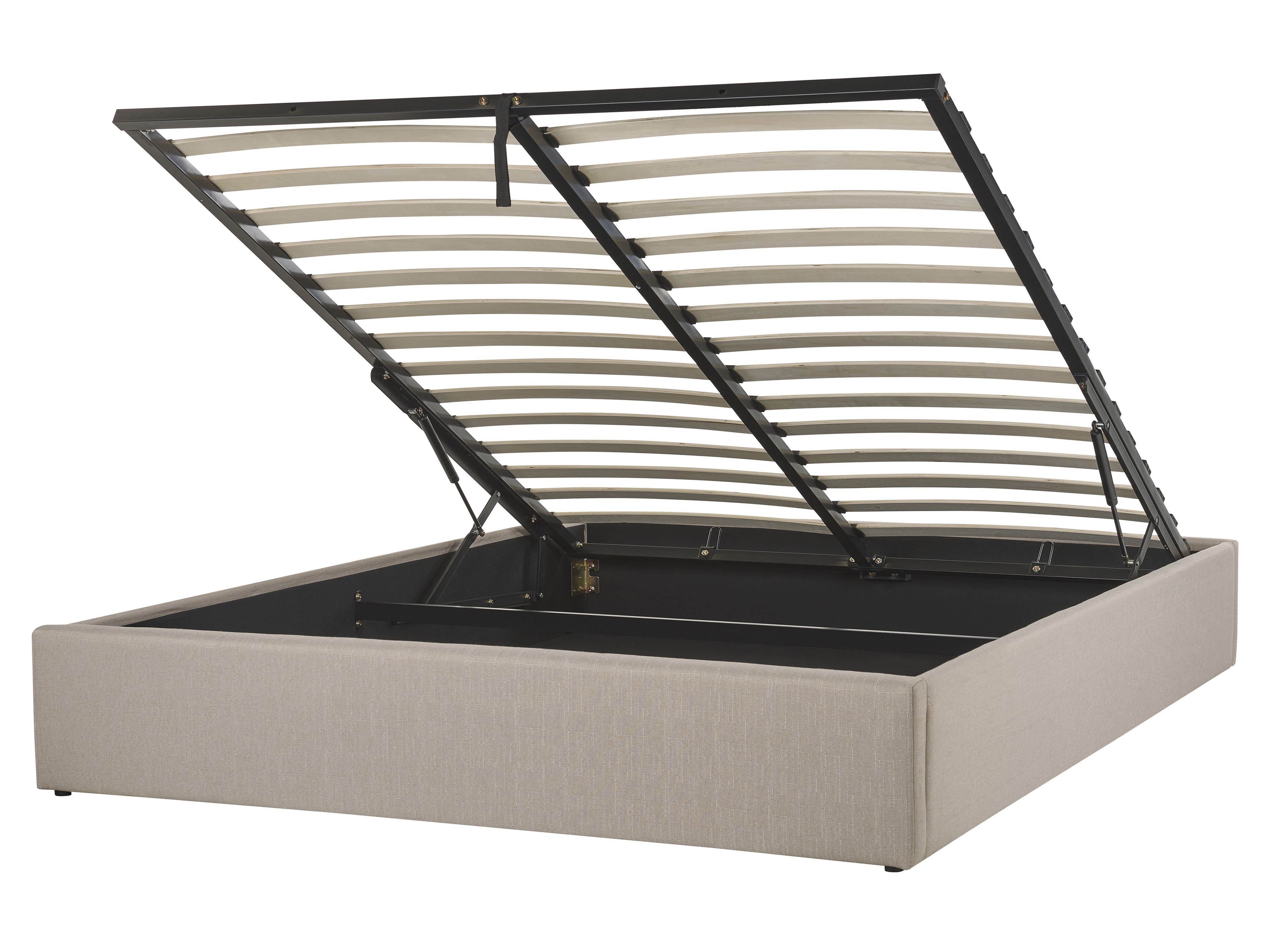 Ottoman Bed without Headboard Fabric DINAN 160 x 200 cm (EU King Size) Light Brown