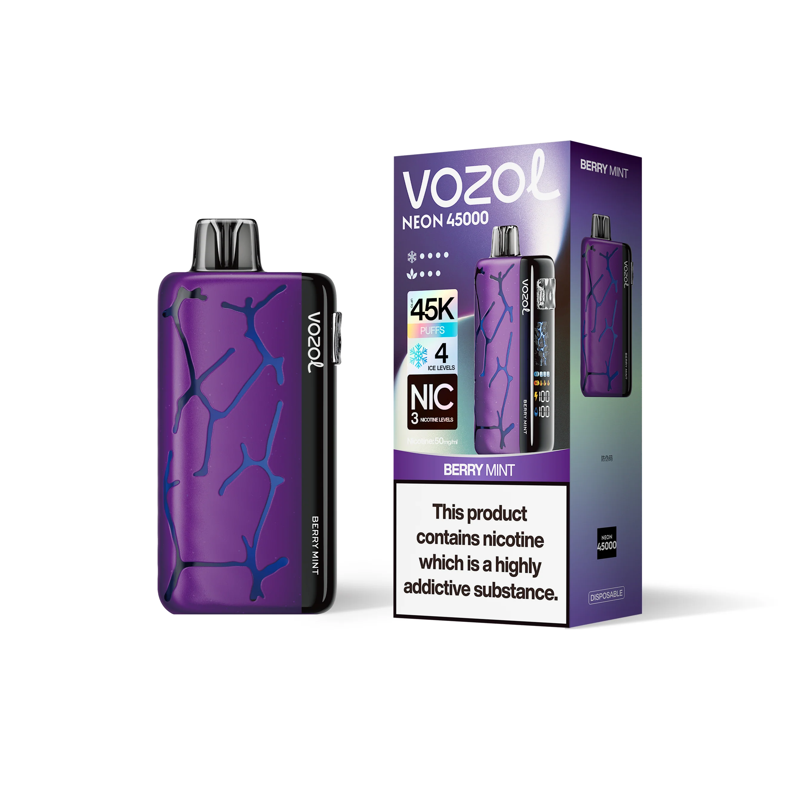 VOZOL NEON 45K jednorazowy e-papieros (wszystkie smaki)