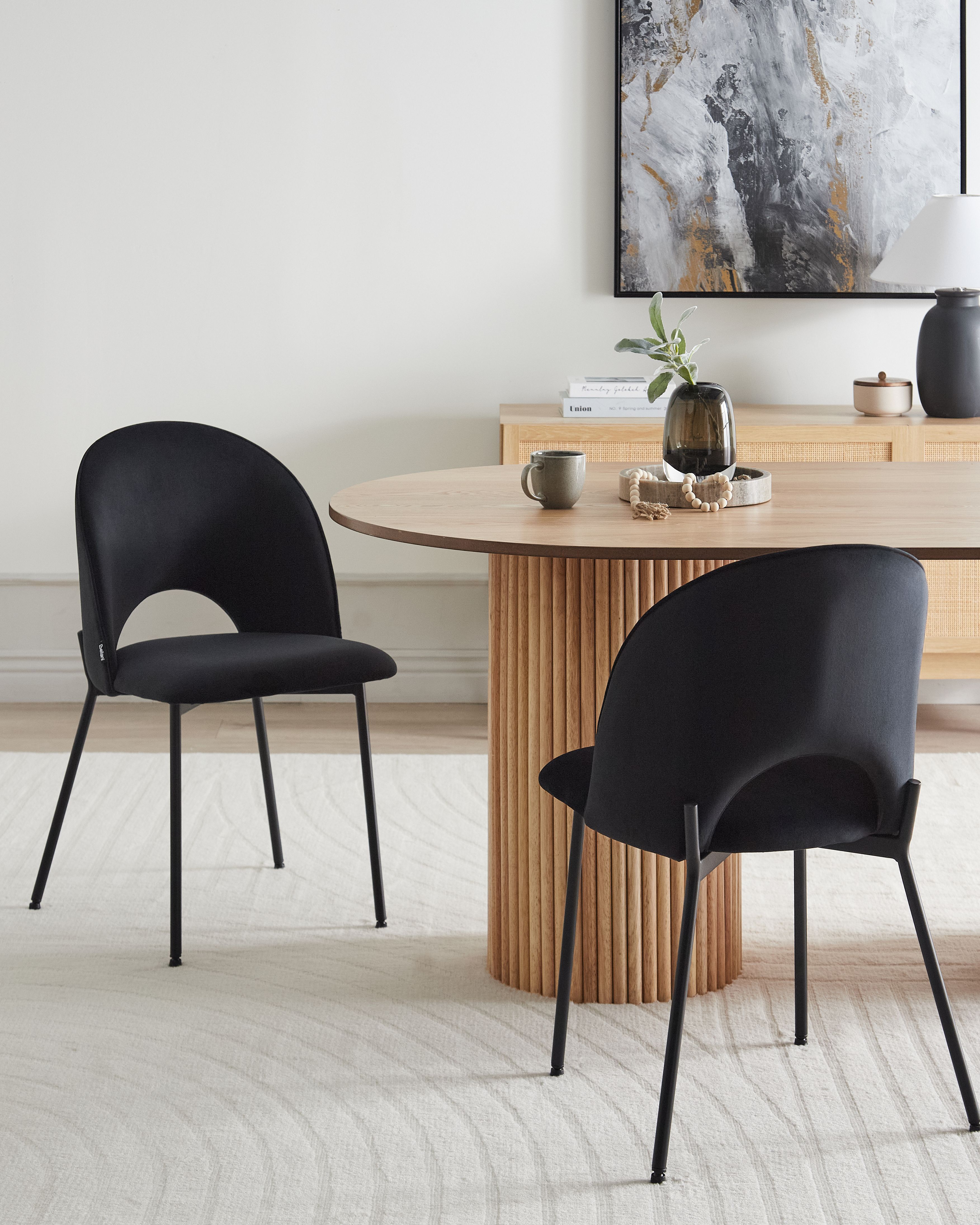 Set of 2 Dining Chairs COVELO Velvet Black