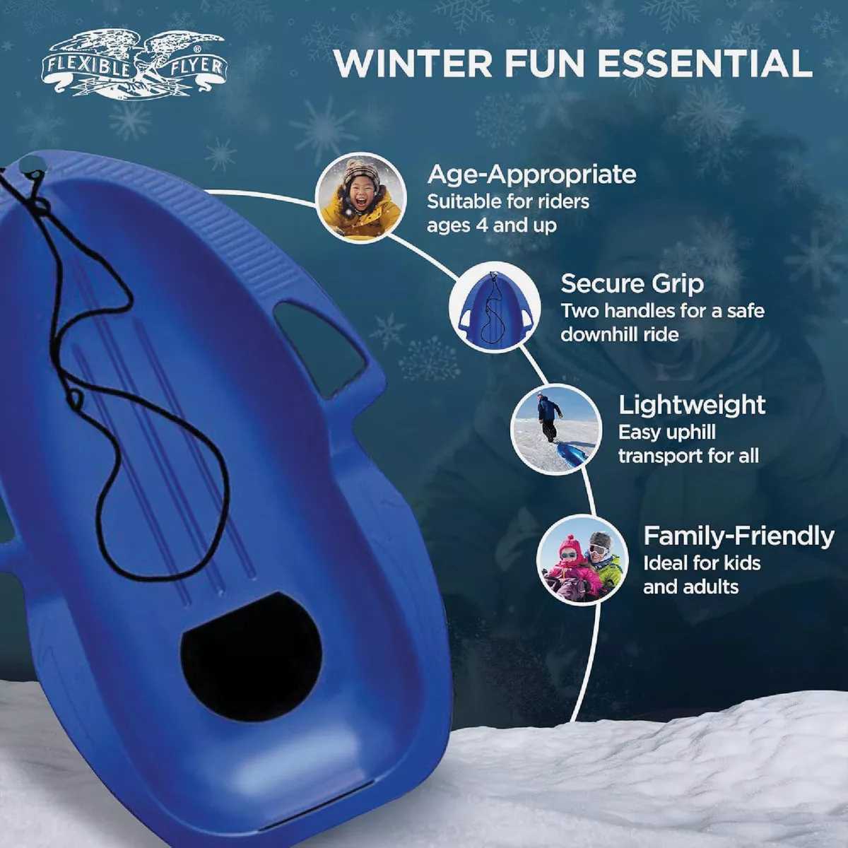 Flexible Flyer Spitfire Polyethylene 39 In. Snow Sled