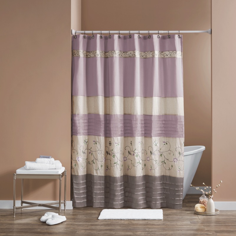 Embroidered Faux Silk Shower Curtain - MIDNIGHT VELVET CATALOG