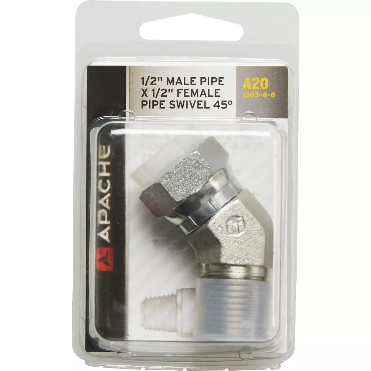Apache 1/2 In. Male Pipe x 1/2 In. Female Pipe Swivel 45 Deg. Hydraulic Hose Adapter