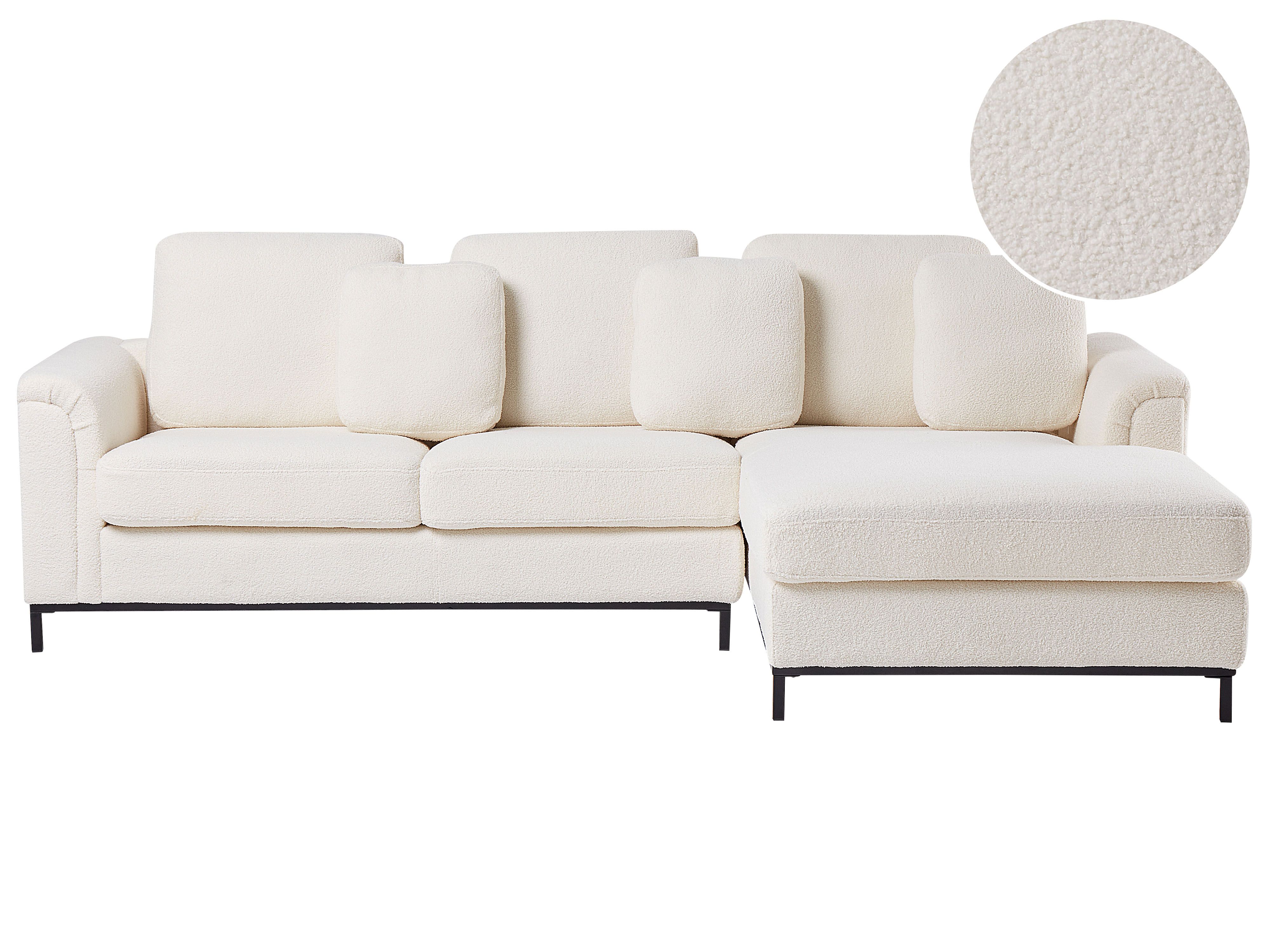 Corner Sofa 4 Seater OSLO Boucle White Left Hand