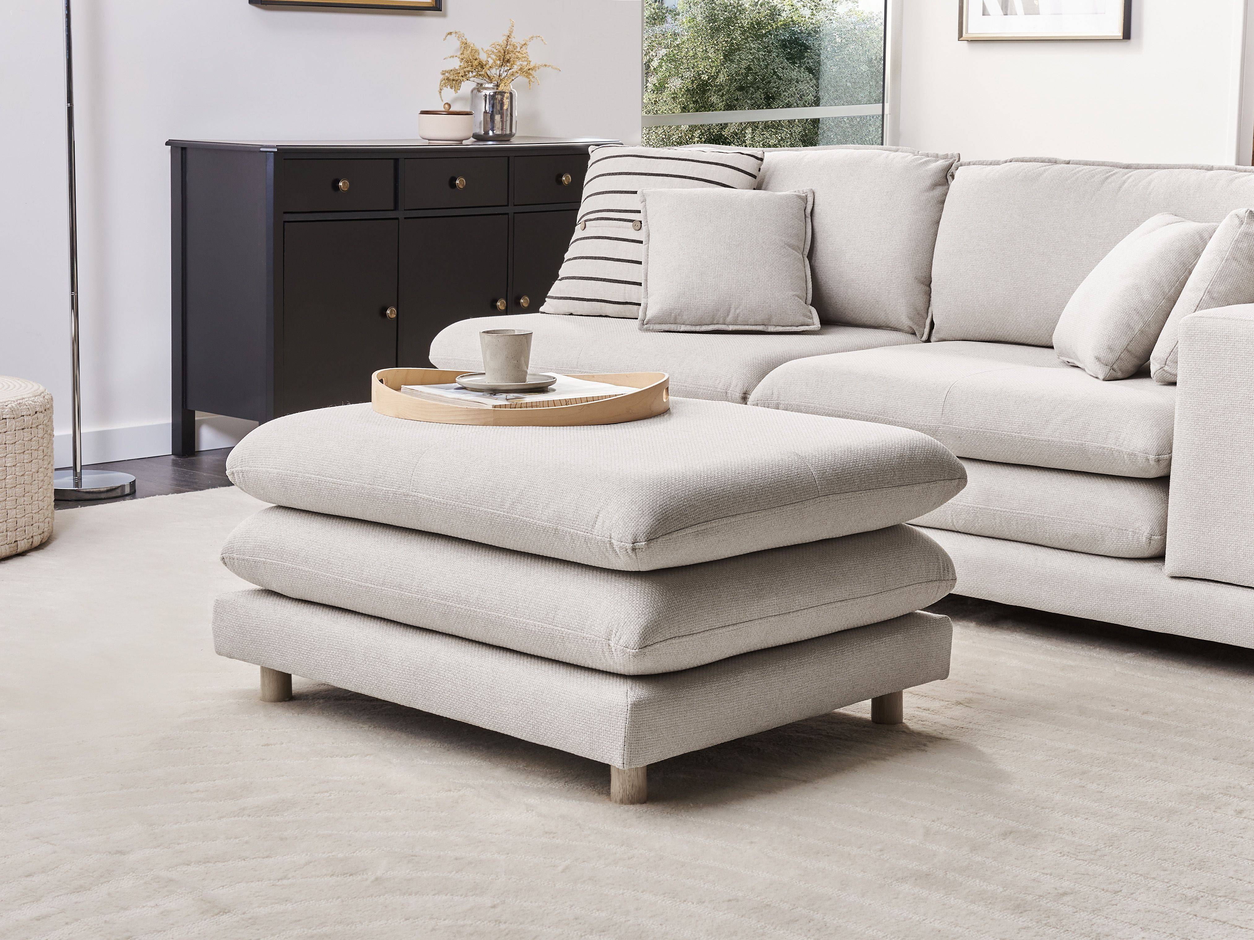 Ottoman HEDEN Fabric Beige