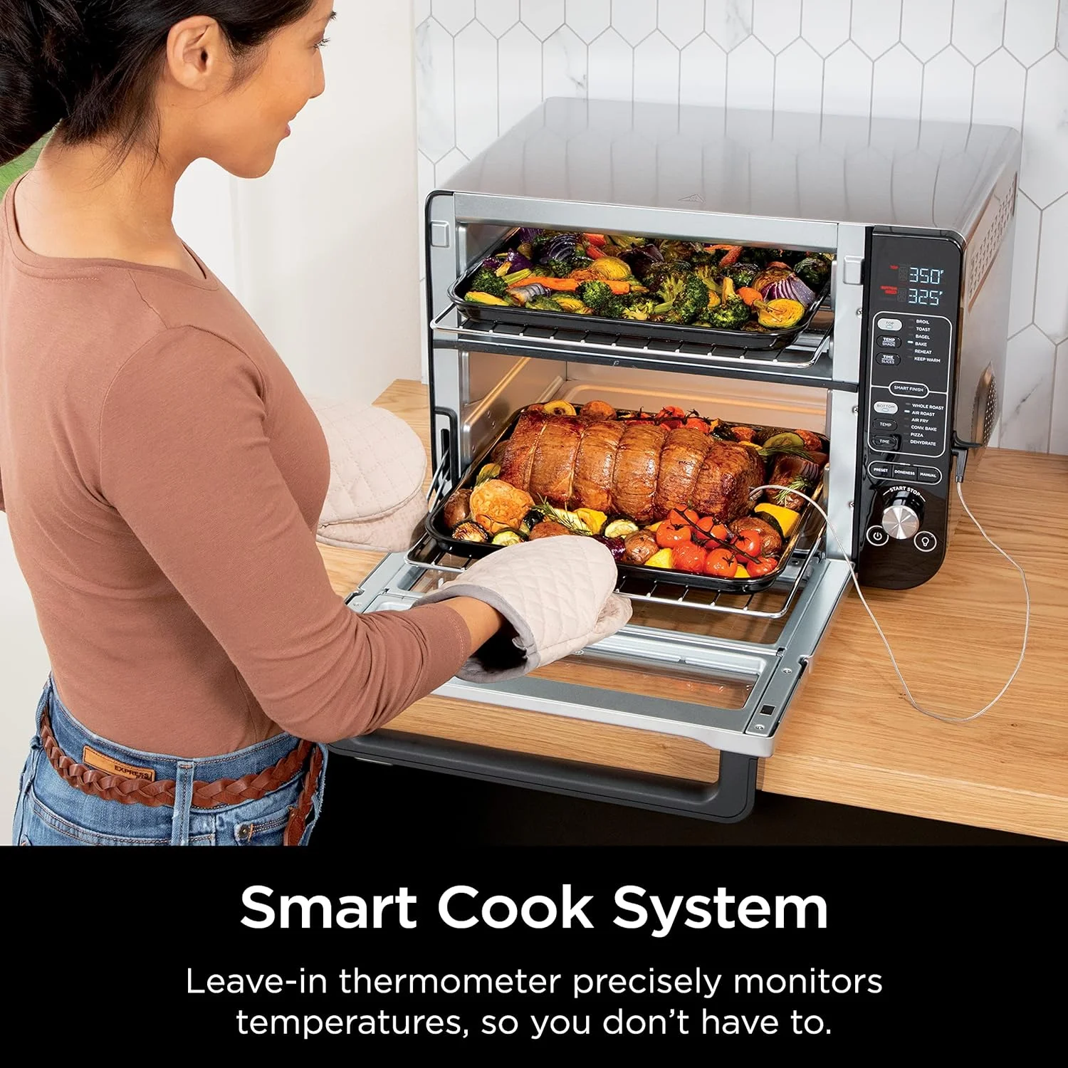 Restored Ninja DCT401 12-in-1 Double Oven with FlexDoor, FlavorSeal & Smart Finish, Rapid Top Convection, Air Fry Bottom , Bake, Roast, Toast, Stainless Steel (Refurbished)