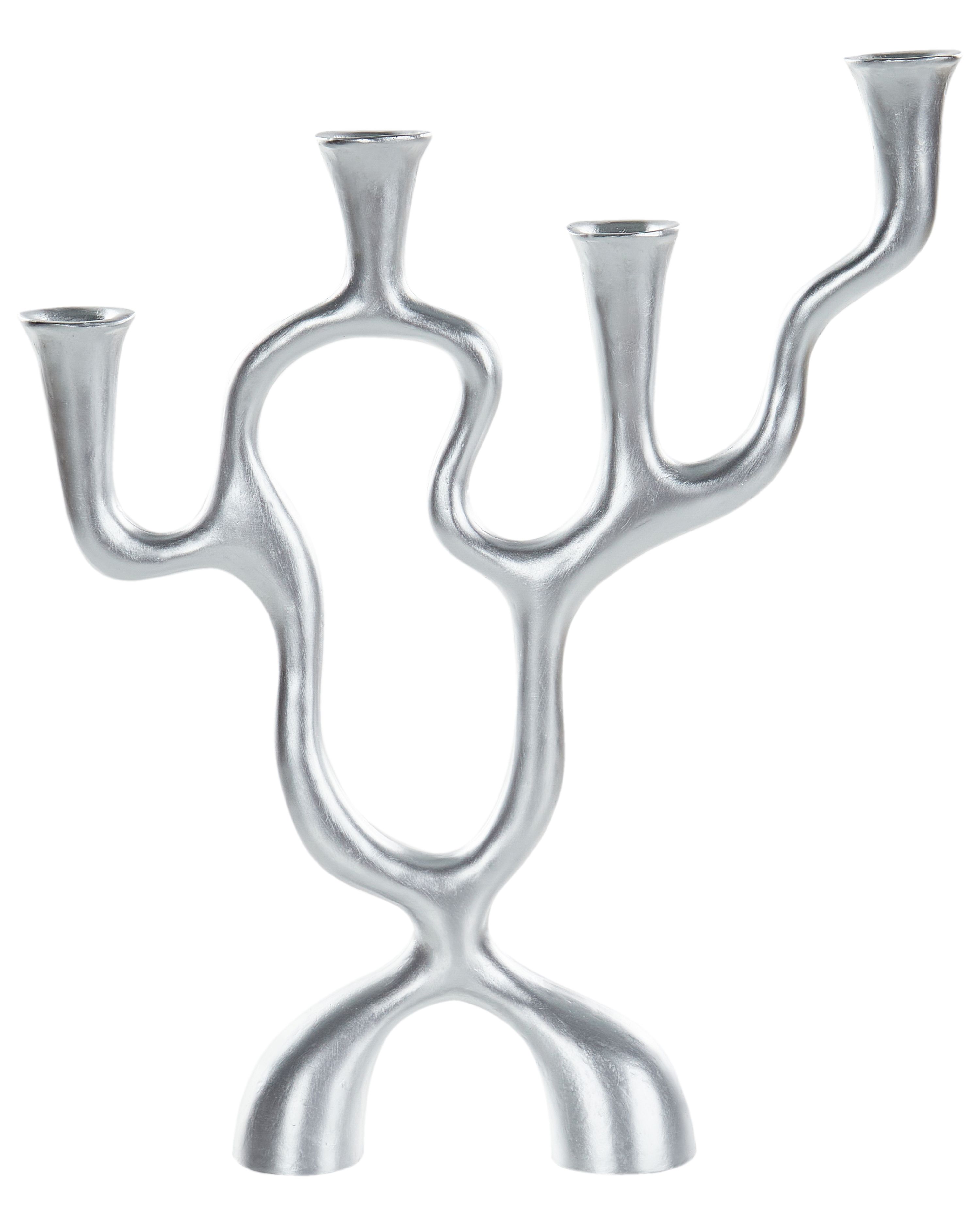Candle Holder FAMOES Metal 41 cm Silver