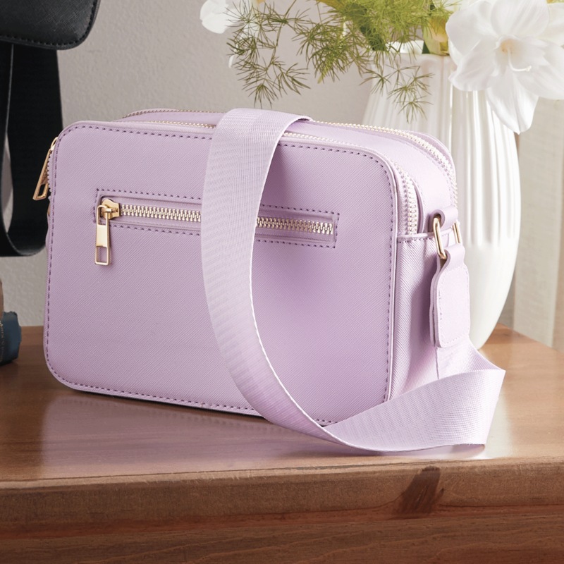 Faux Leather Square Crossbody with Zip Closures - MIDNIGHT VELVET CATALOG