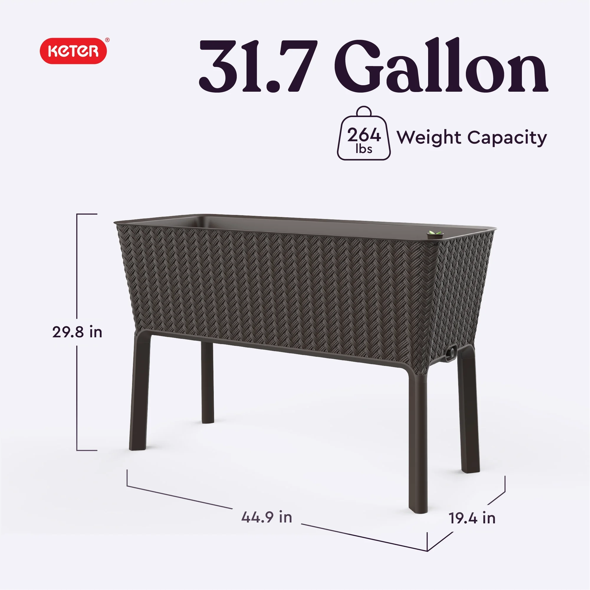 Keter Splendor 31.7 Gallon Raised Garden Bed with Self Watering and Drainage, Grey - Image 18