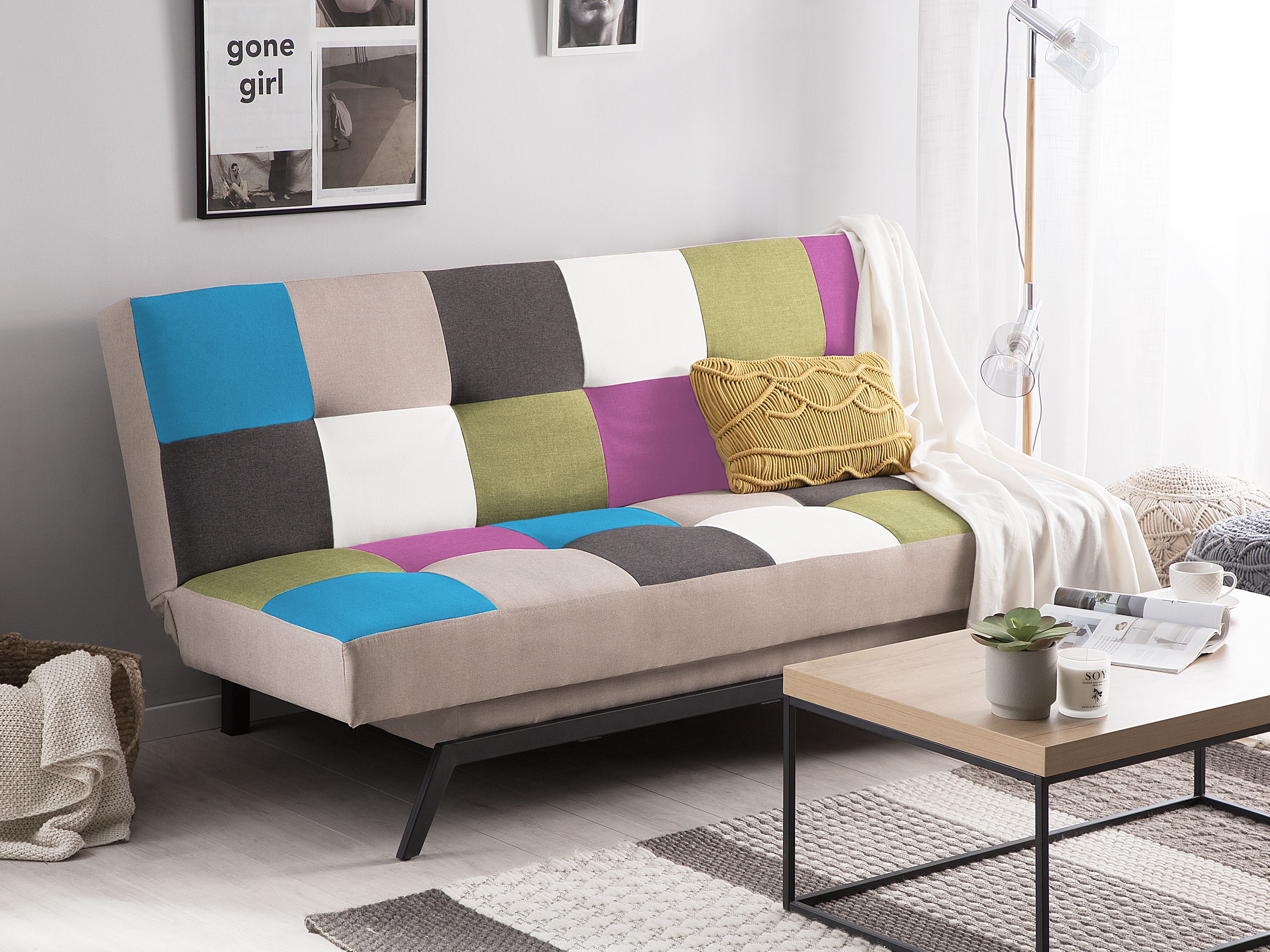 Sofa Bed 3 Seater LEEDS Fabric Multicolour