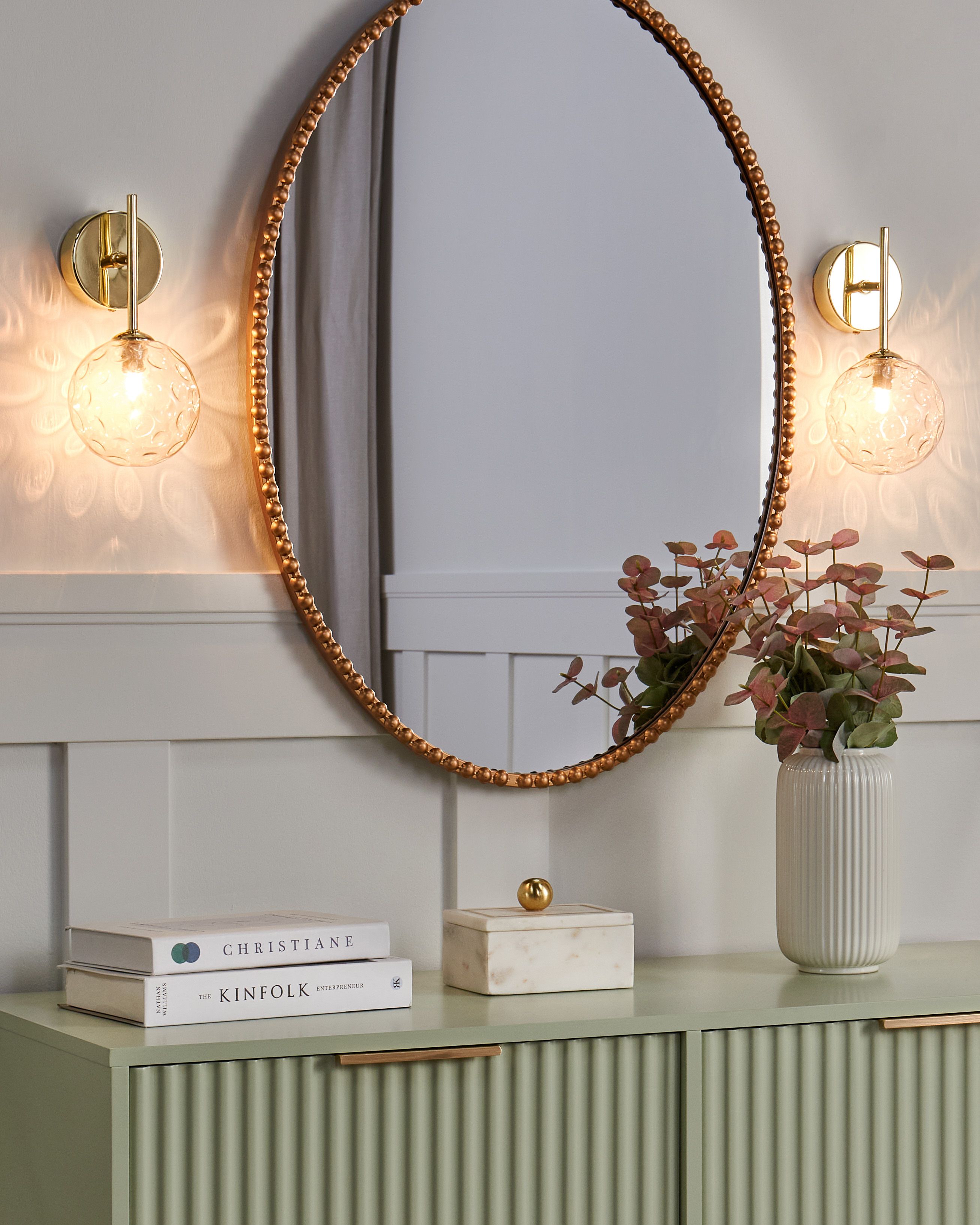 Set of 2 Wall Lamps ANADYR Glass Beige